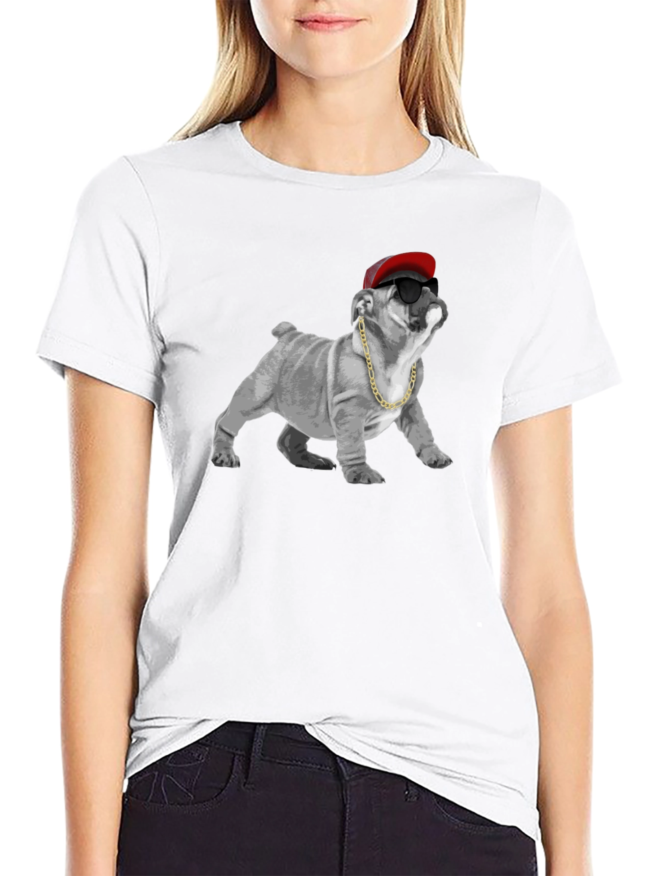Cool Bulldog Graphic Tee - Black Cotton T-Shirt