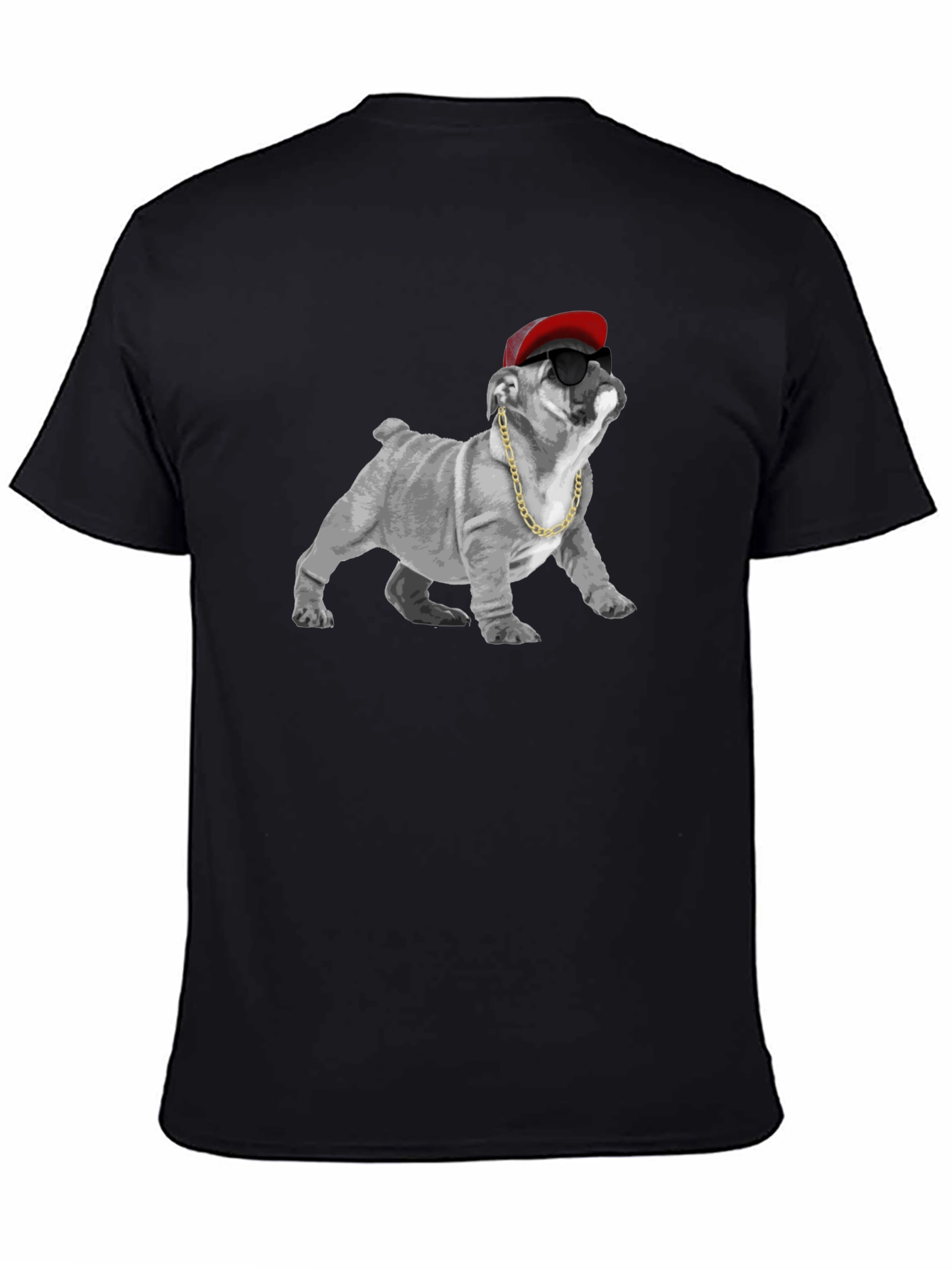 Cool Bulldog Graphic Tee - Black Cotton T-Shirt