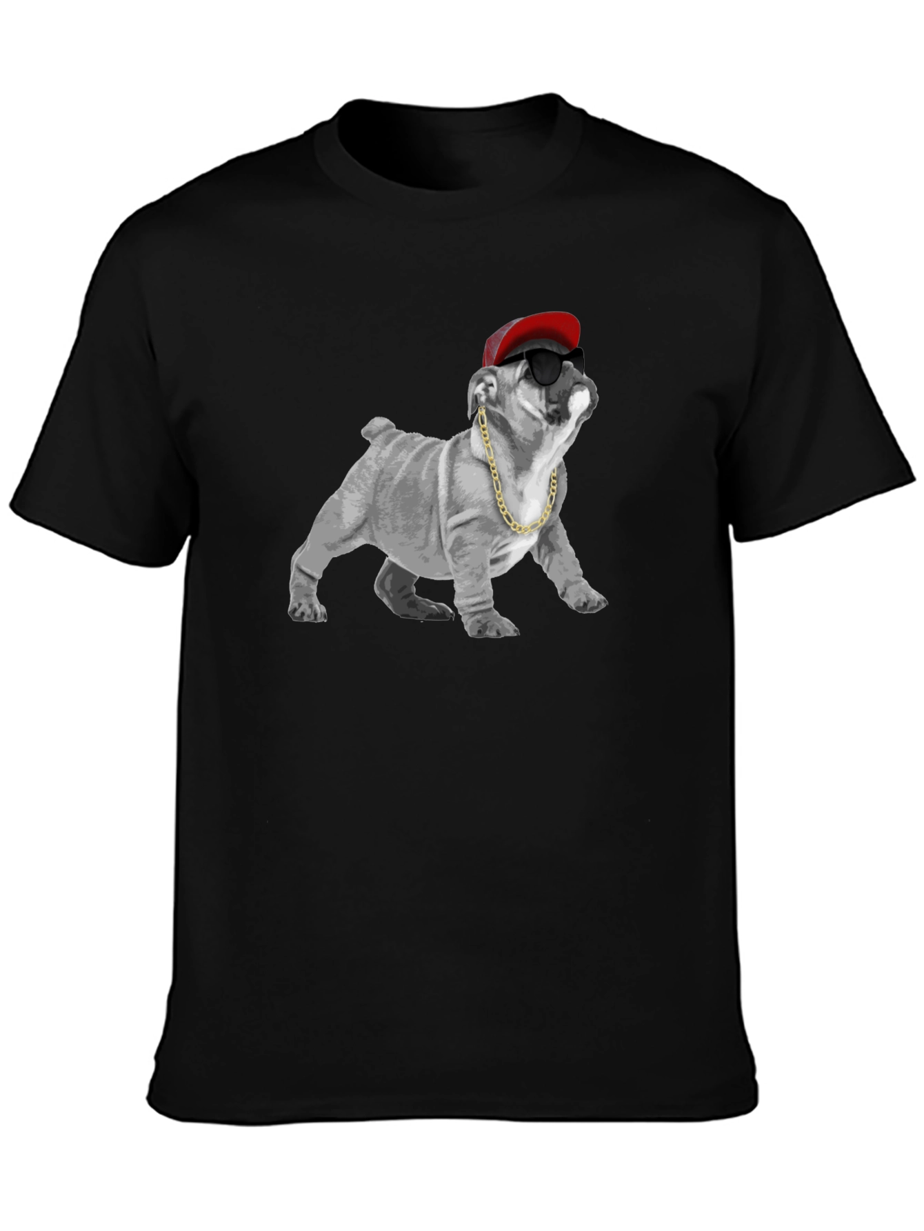 Cool Bulldog Graphic Tee - Black Cotton T-Shirt