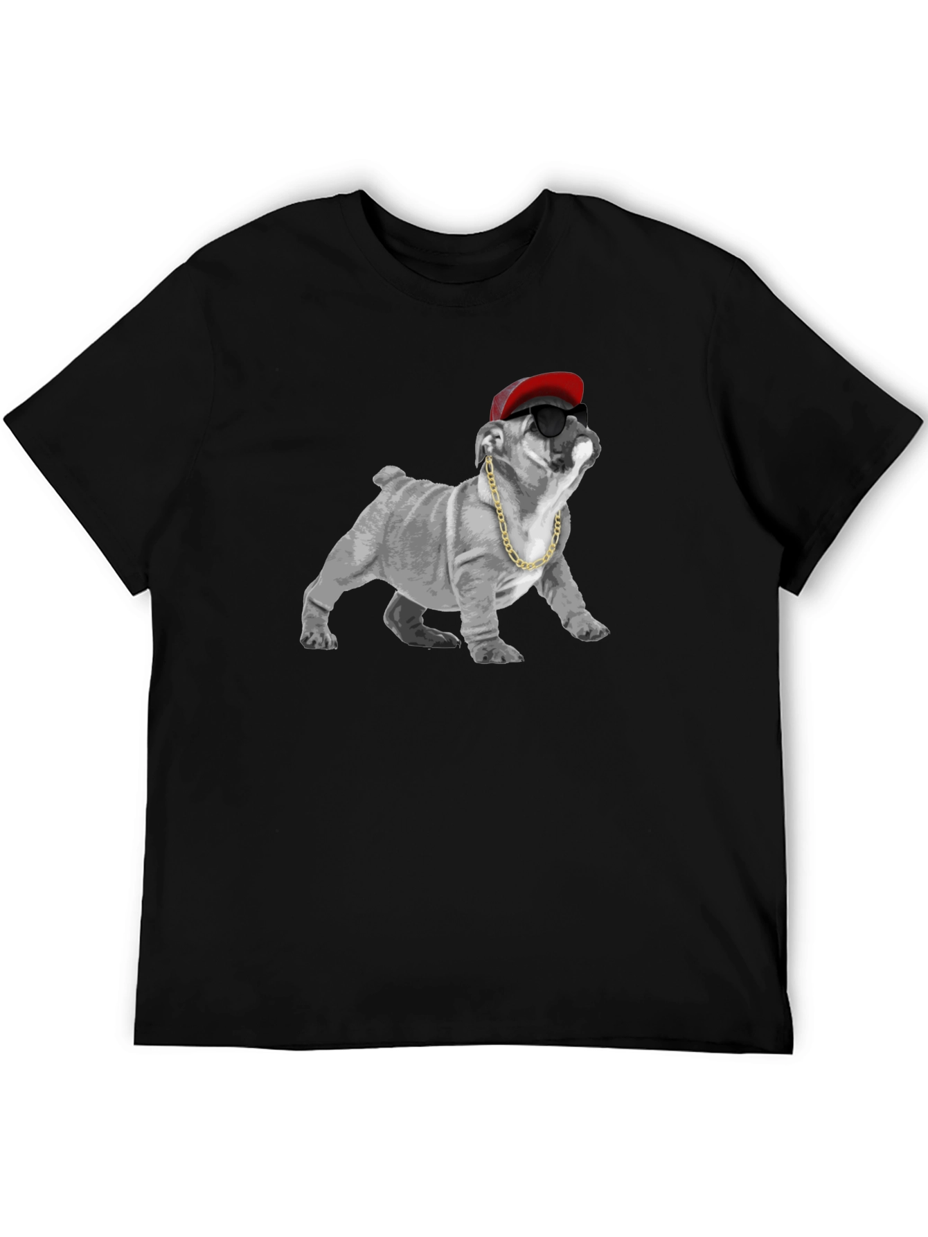Cool Bulldog Graphic Tee - Black Cotton T-Shirt
