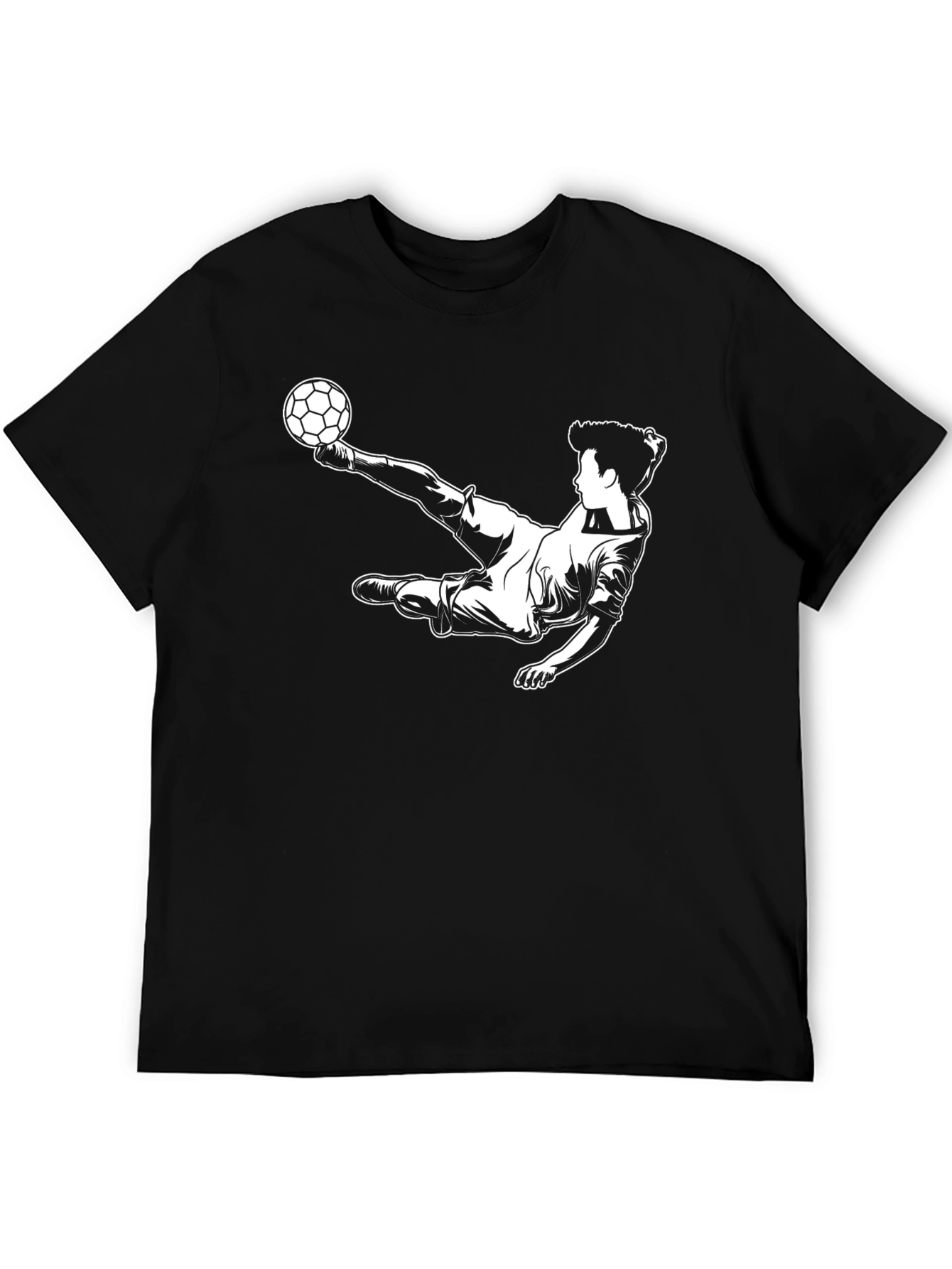 Soccer Player Graphic T-Shirt - Black Cotton Tee
