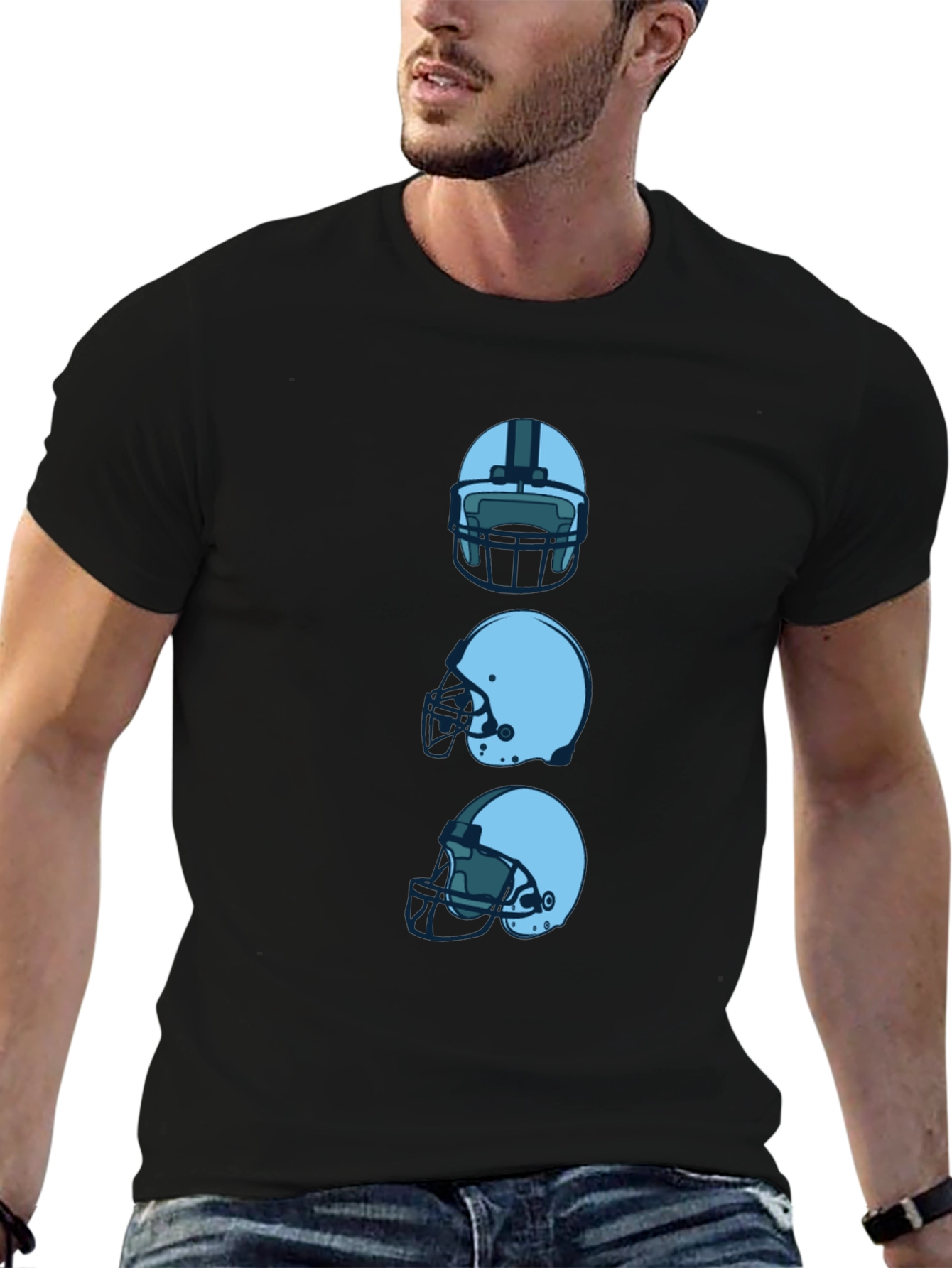 Football Helmet Graphic Tee - Black T-Shirt