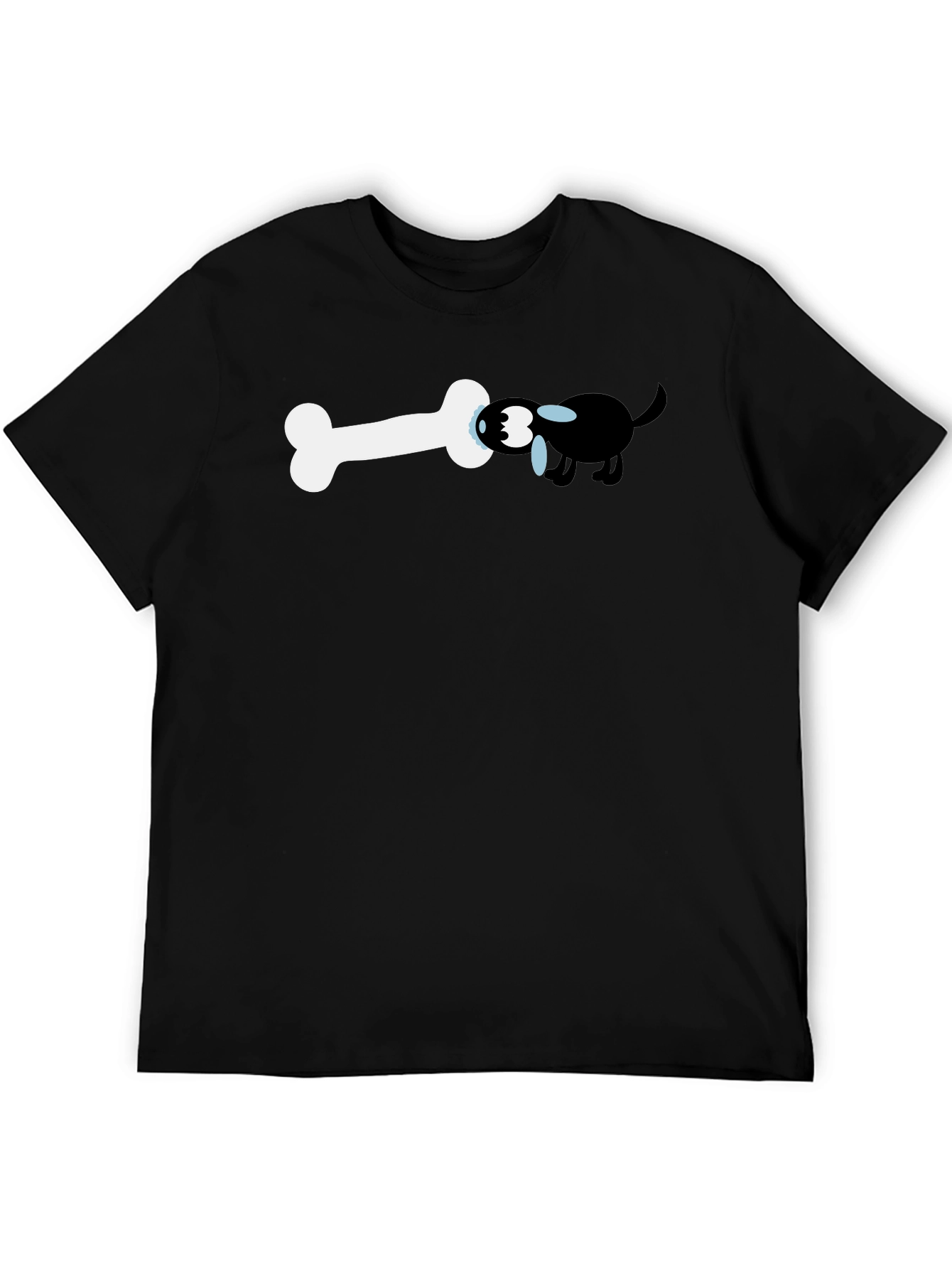 Funny Dog and Bone Graphic Tee - Black T-Shirt