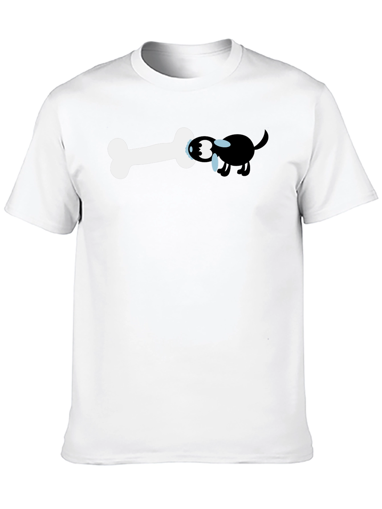Funny Dog and Bone Graphic Tee - Black T-Shirt