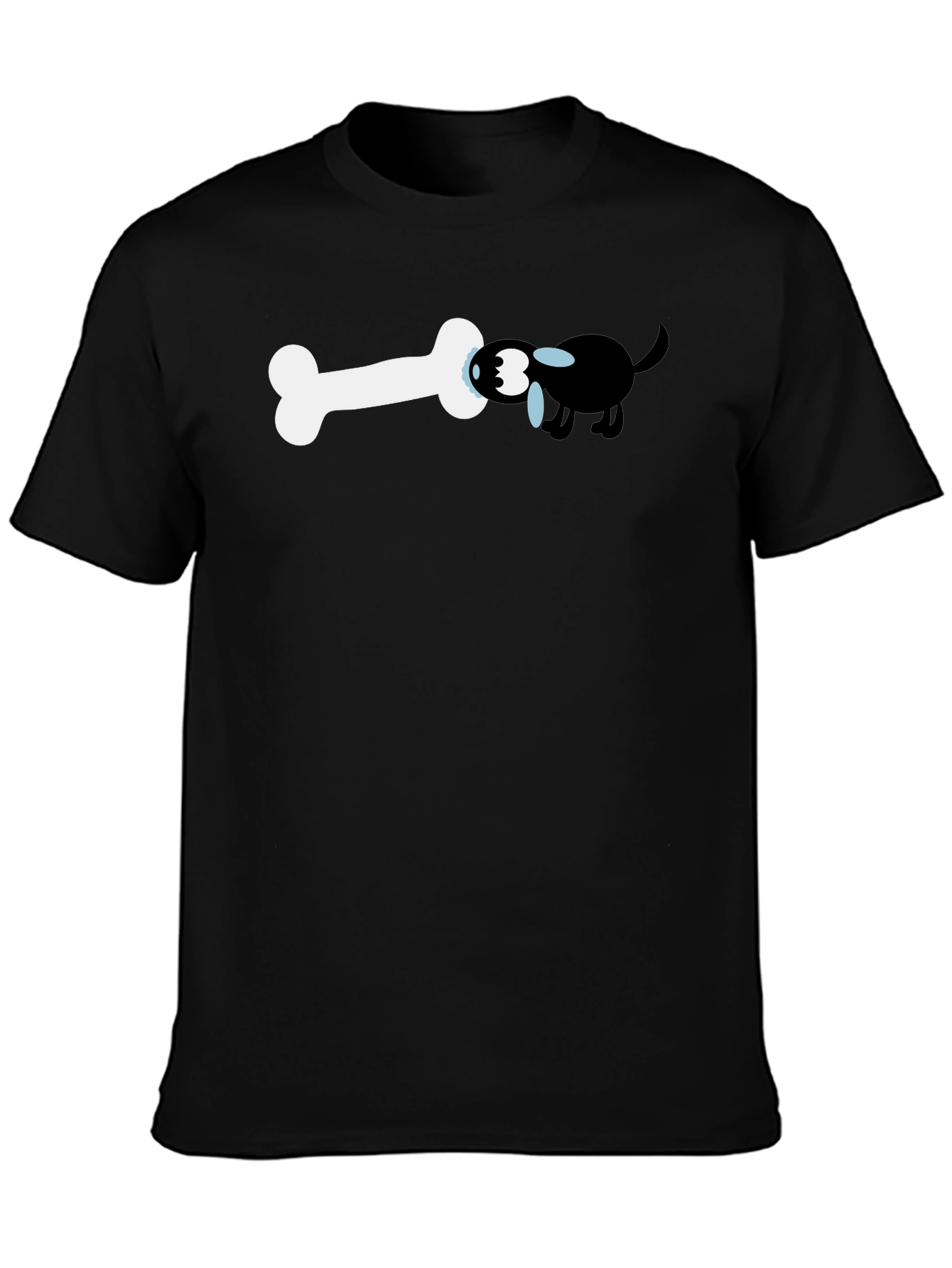 Funny Dog and Bone Graphic Tee - Black T-Shirt