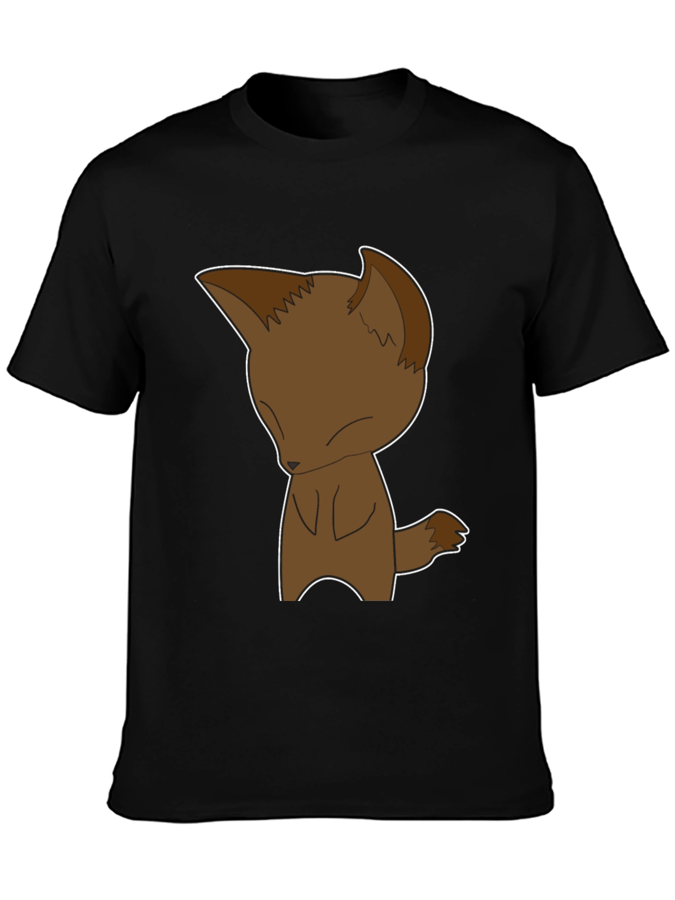 Cartoon Fox Graphic Tee - Black Unisex T-Shirt