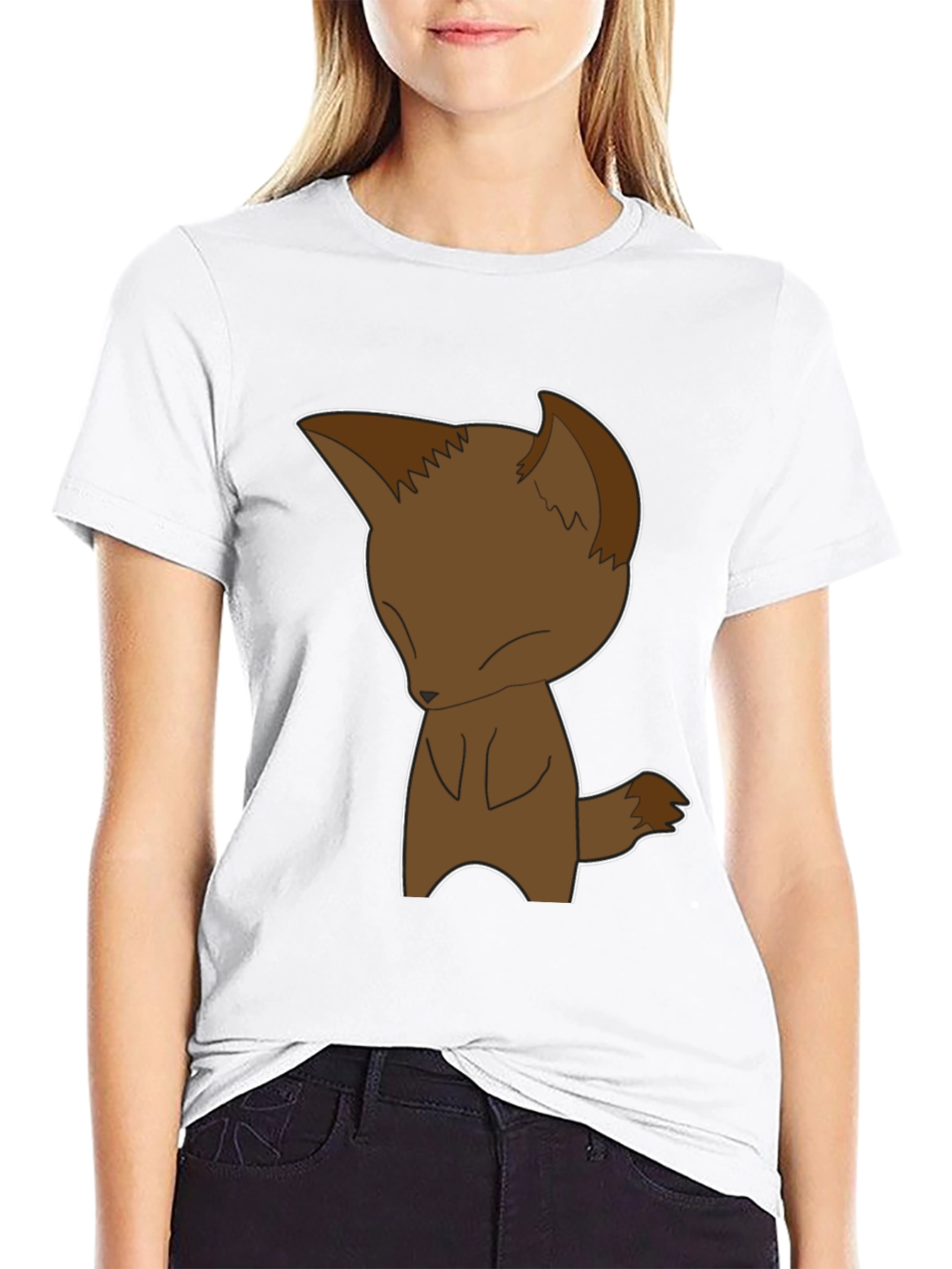 Cartoon Fox Graphic Tee - Black Unisex T-Shirt