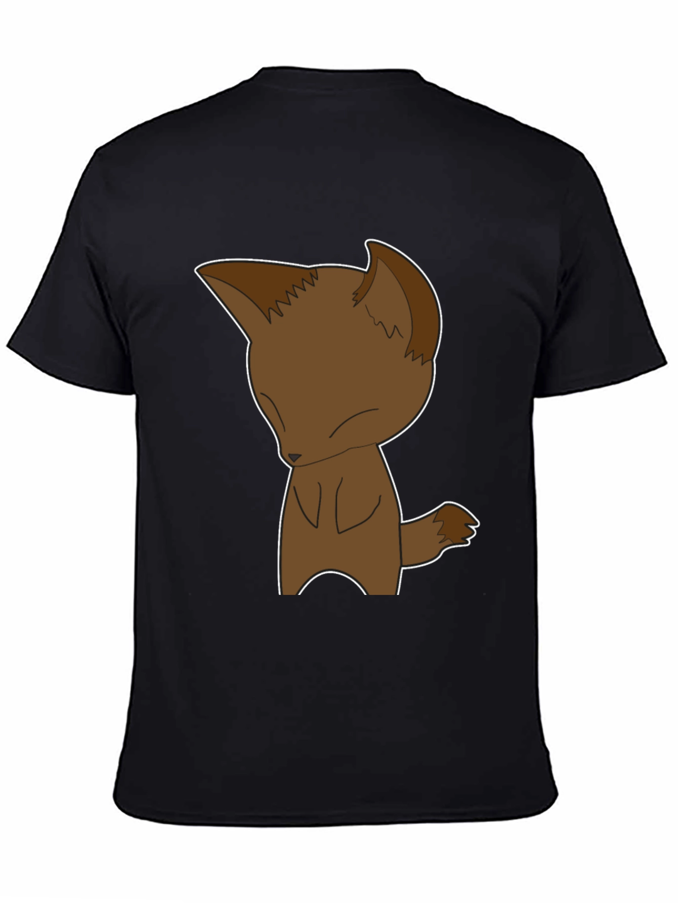 Cartoon Fox Graphic Tee - Black Unisex T-Shirt