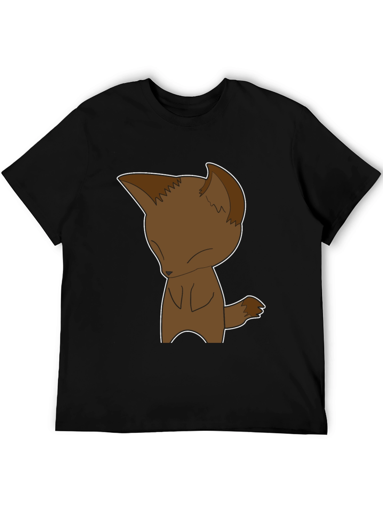 Cartoon Fox Graphic Tee - Black Unisex T-Shirt