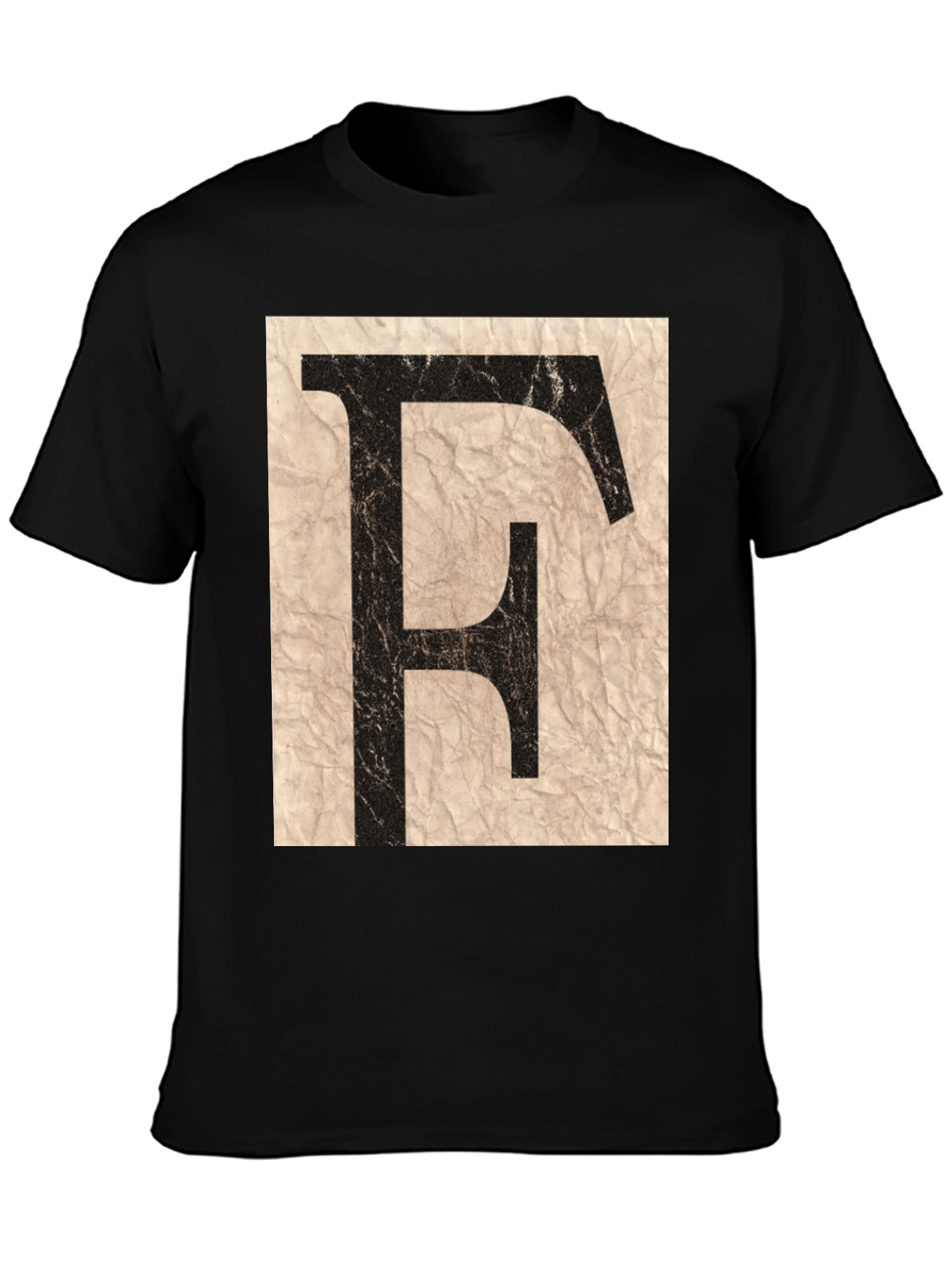 Distressed Letter F Black T-Shirt