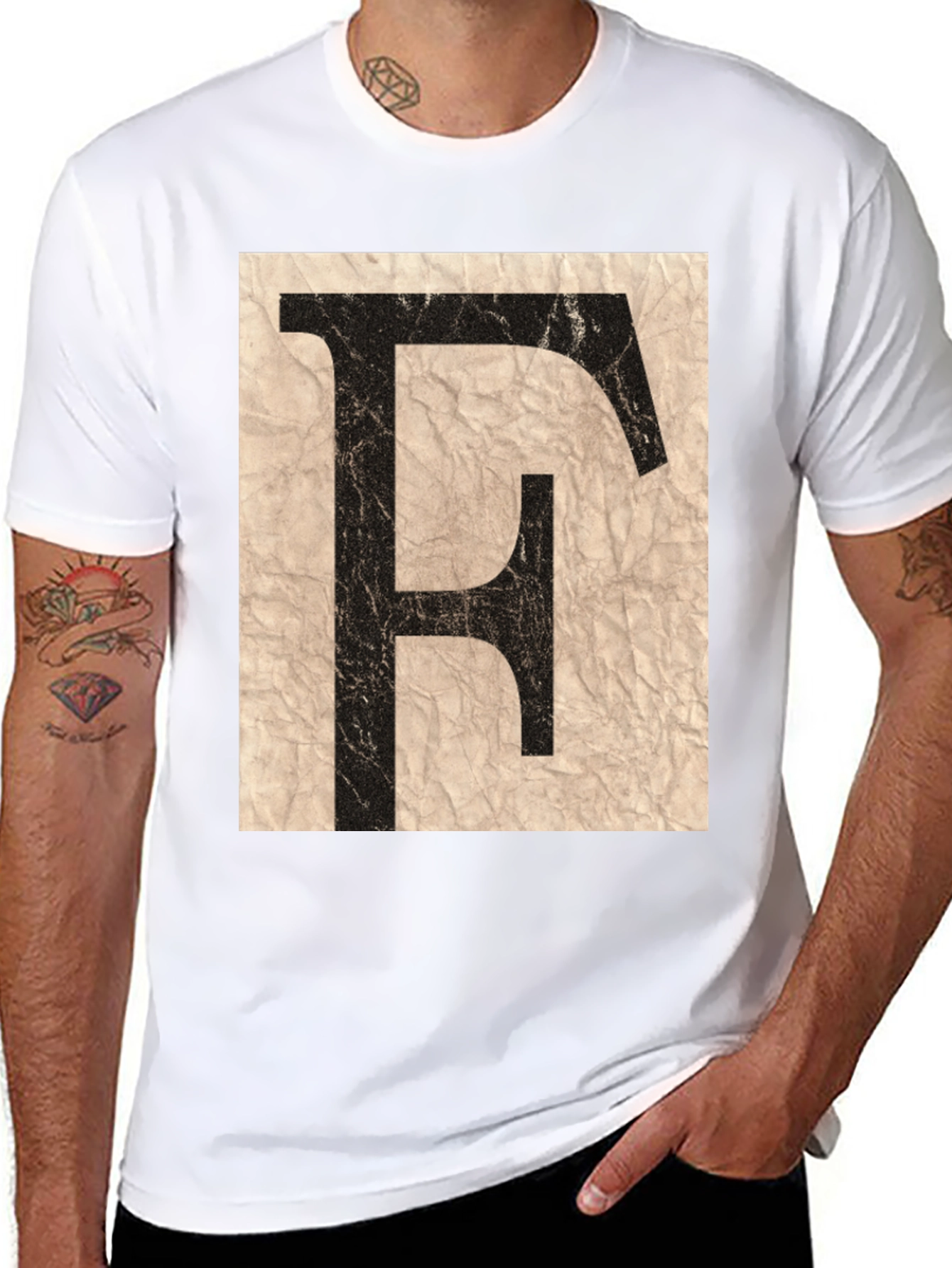Distressed Letter F Black T-Shirt