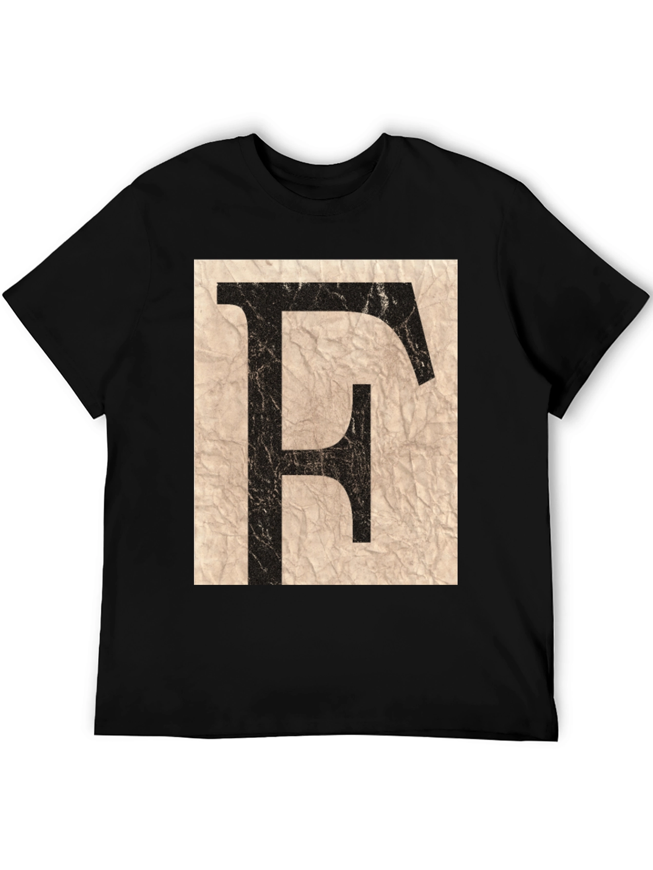 Distressed Letter F Black T-Shirt