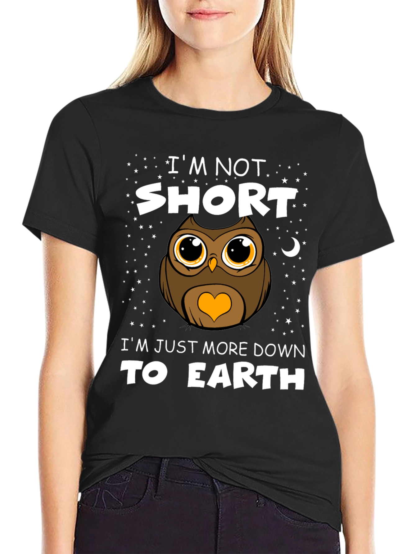 Funny Owl Graphic T-Shirt: Im Not Short