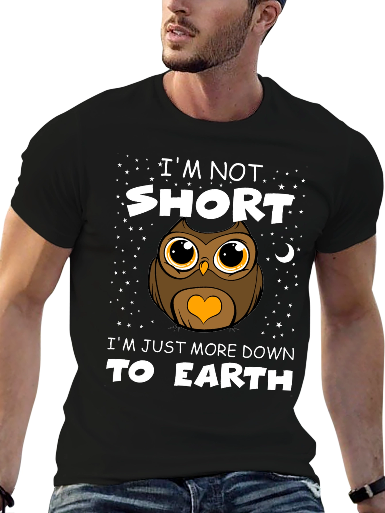 Funny Owl Graphic T-Shirt: Im Not Short