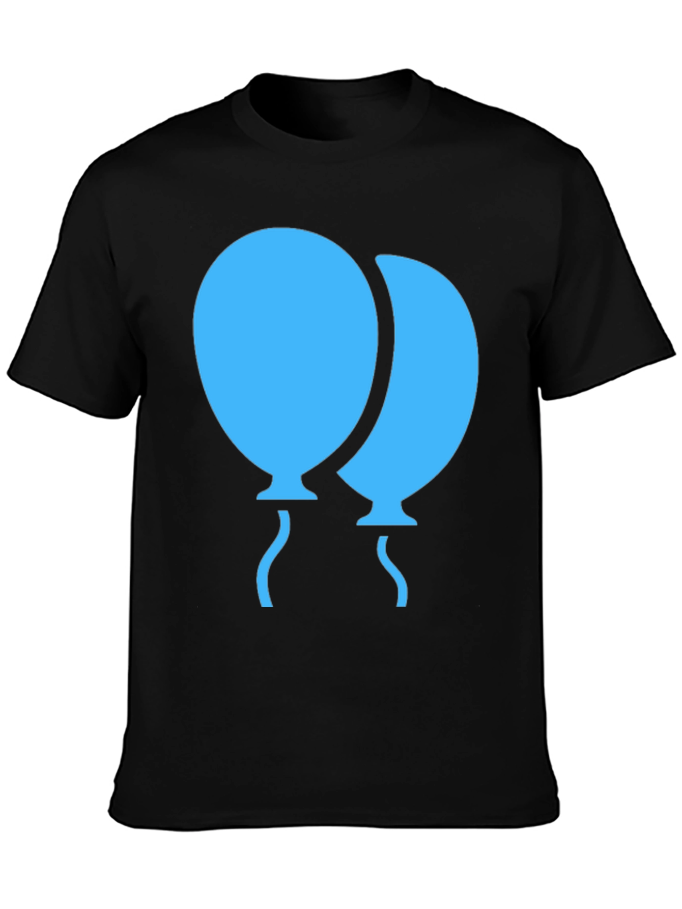 Blue Balloons Graphic Black T-Shirt