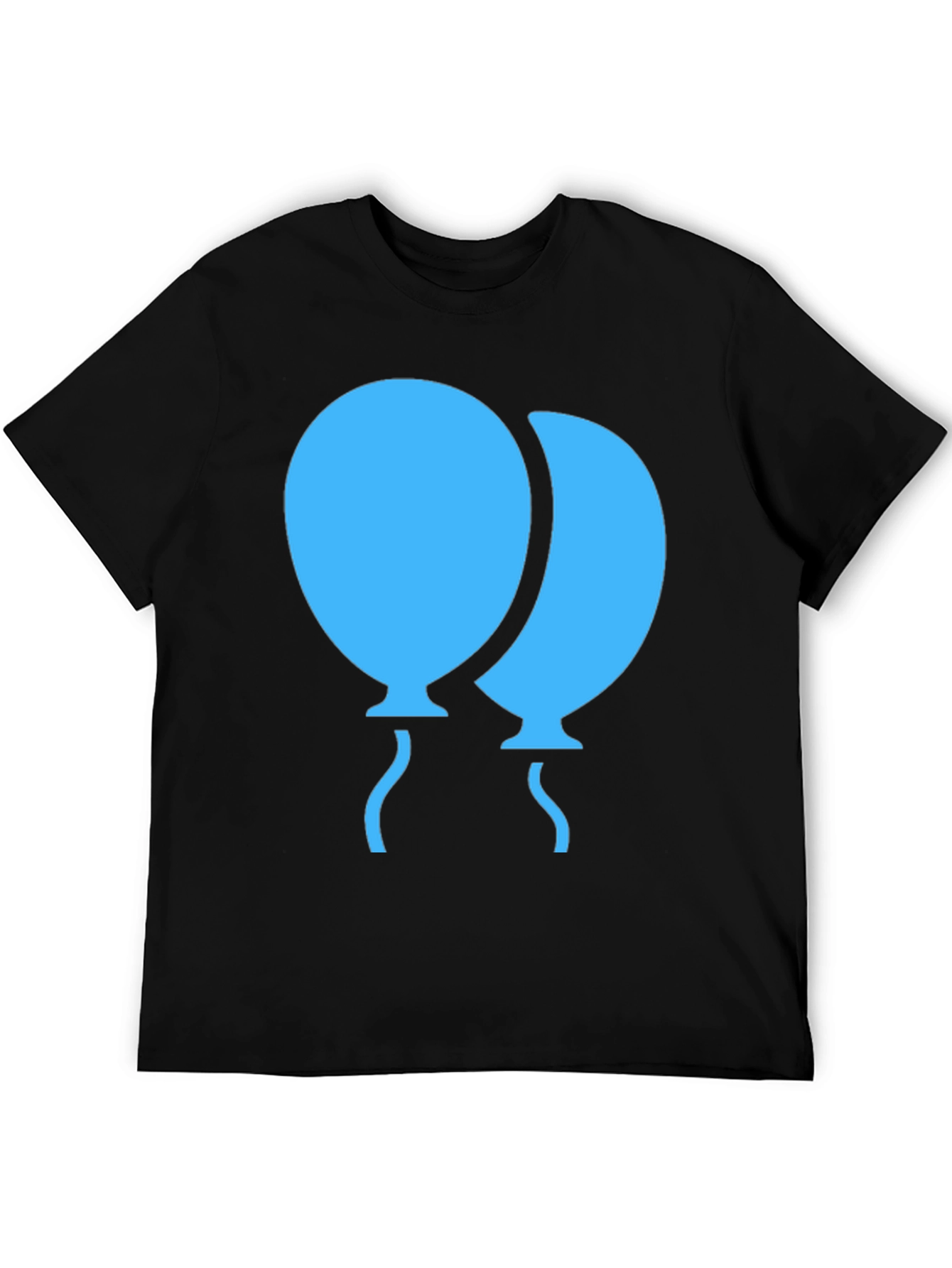 Blue Balloons Graphic Black T-Shirt
