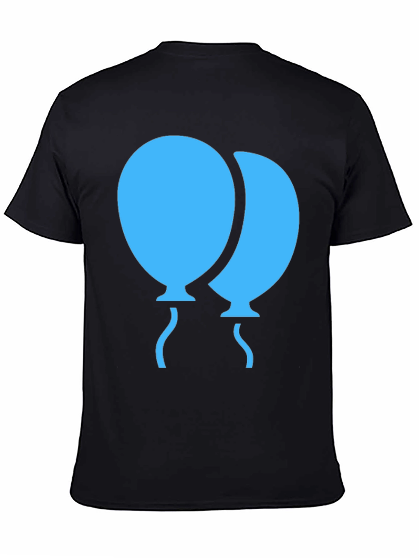 Blue Balloons Graphic Black T-Shirt