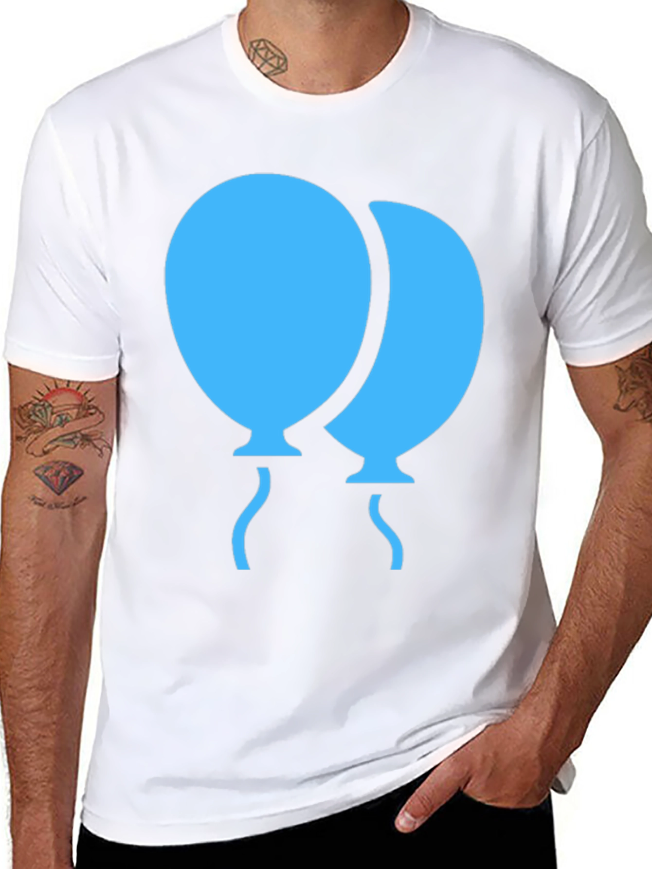 Blue Balloons Graphic Black T-Shirt