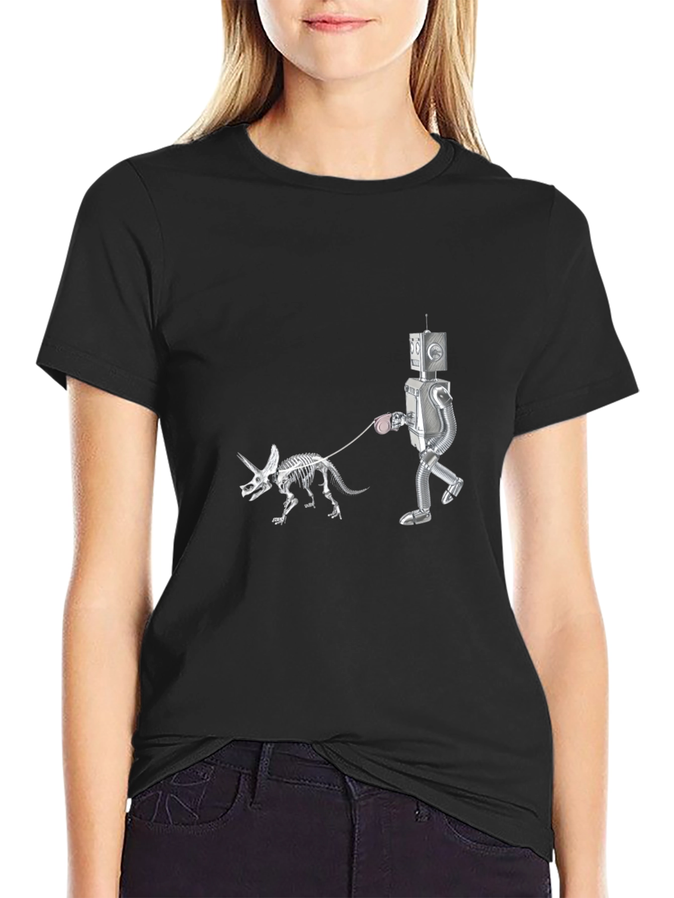 Robot Walking Dino Skeleton T-Shirt