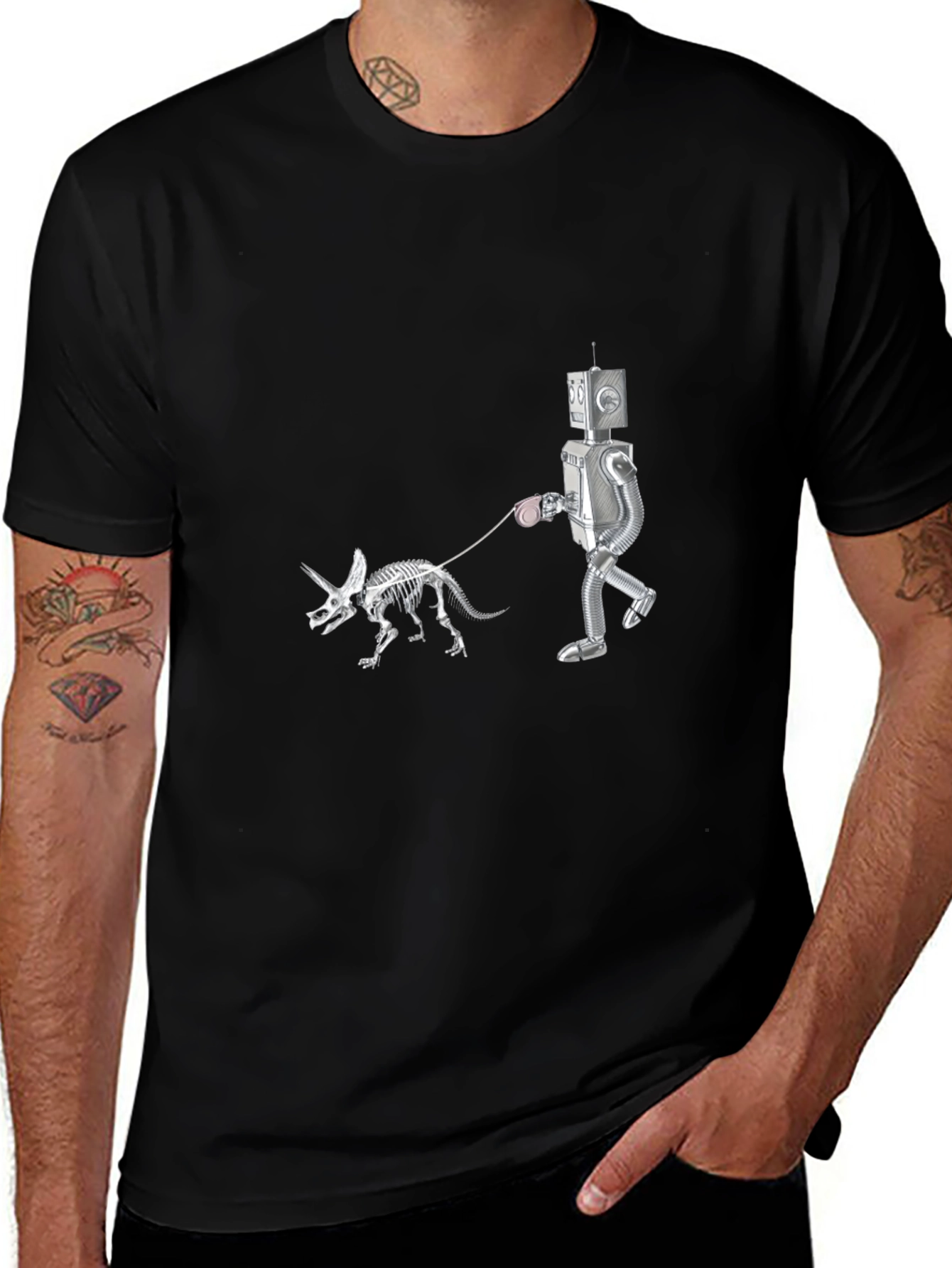 Robot Walking Dino Skeleton T-Shirt