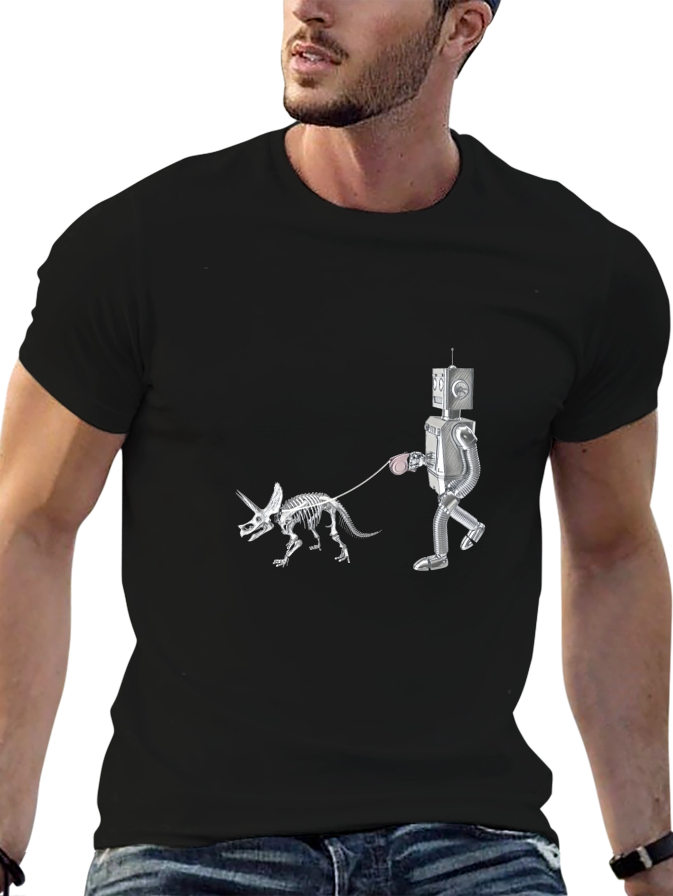 Robot Walking Dino Skeleton T-Shirt