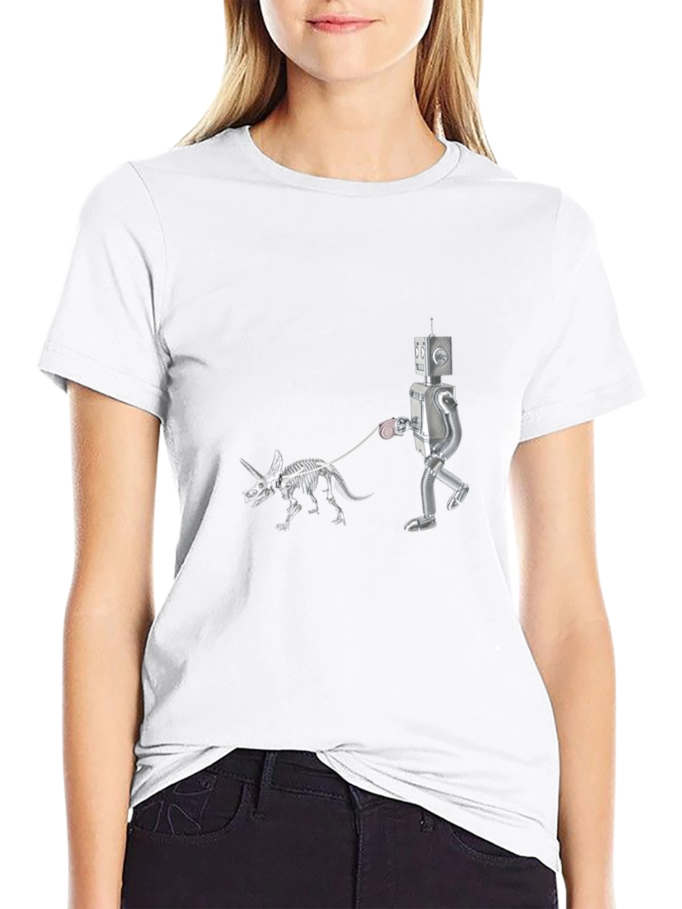 Robot Walking Dino Skeleton T-Shirt