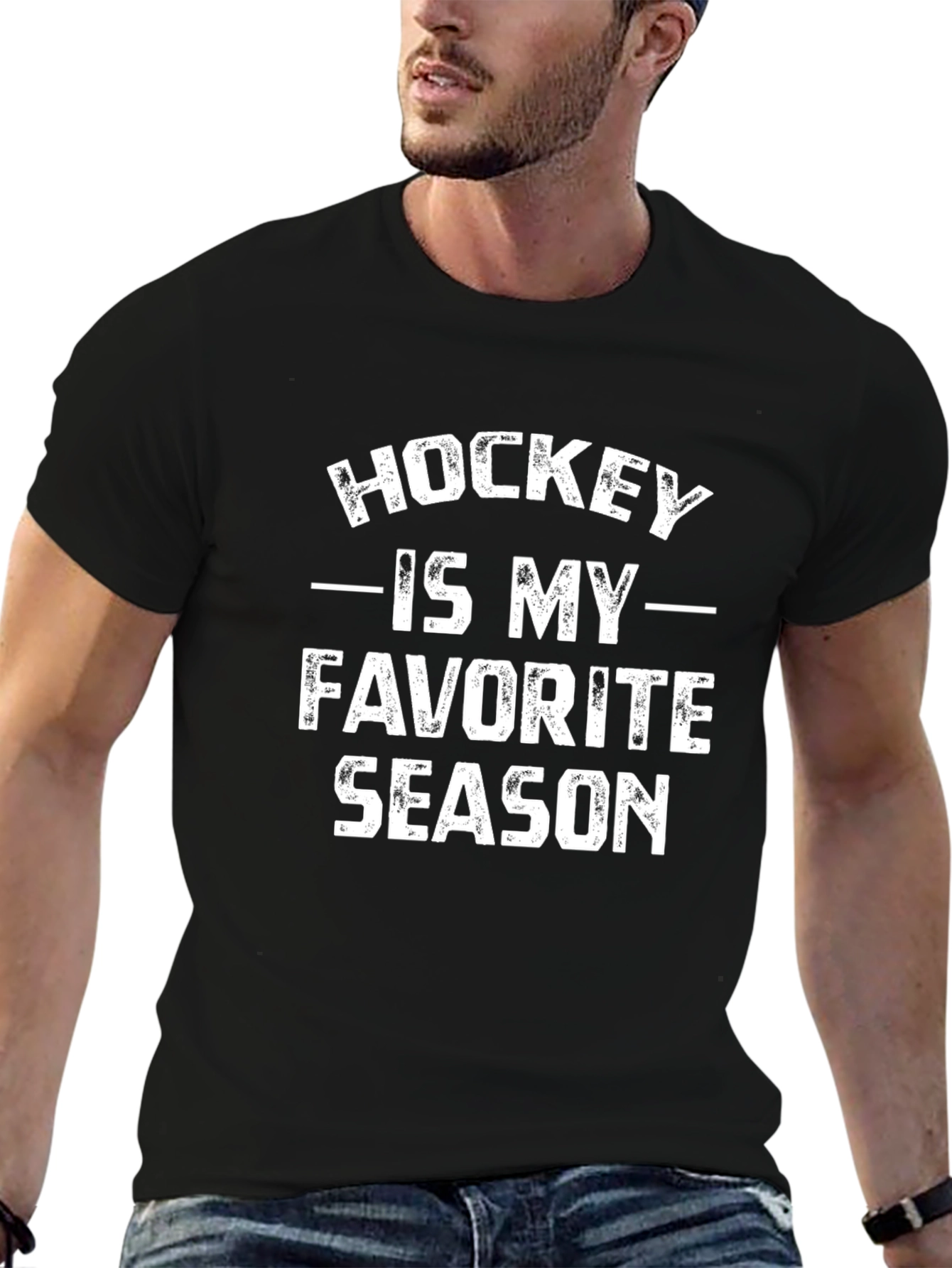 Hockey Is My Favorite Season Black T-Shirt