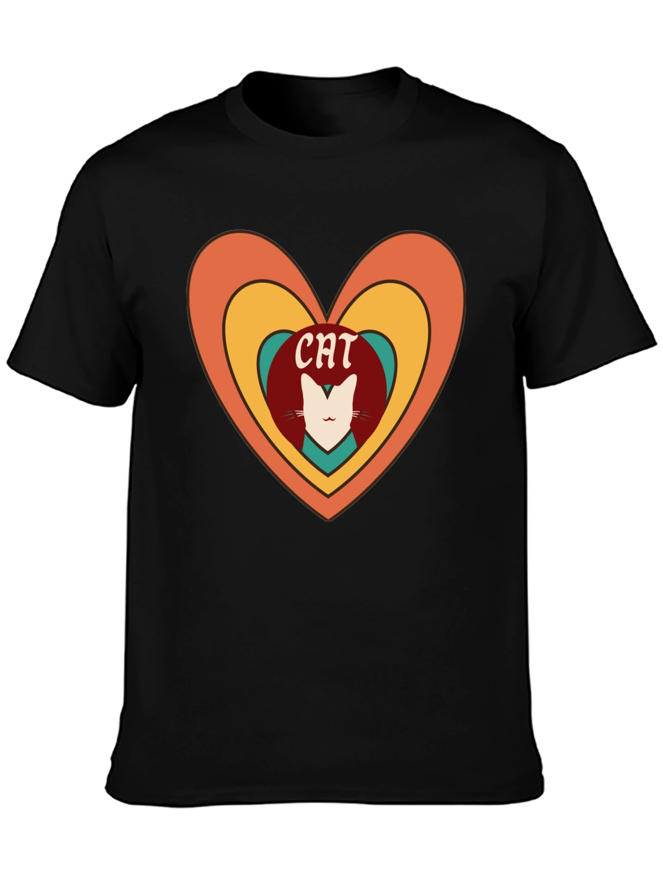 Retro Cat Lover Heart T-Shirt
