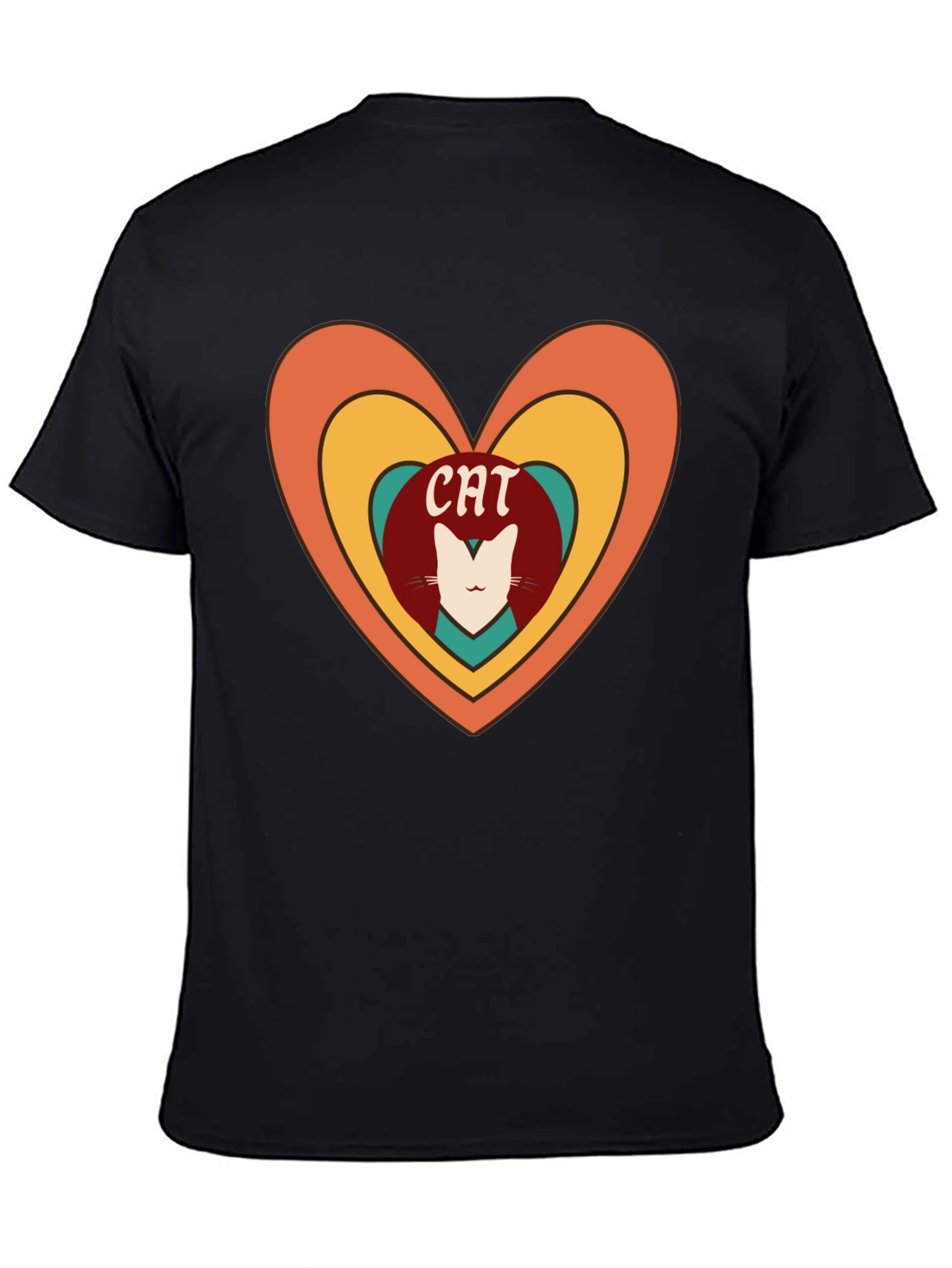 Retro Cat Lover Heart T-Shirt