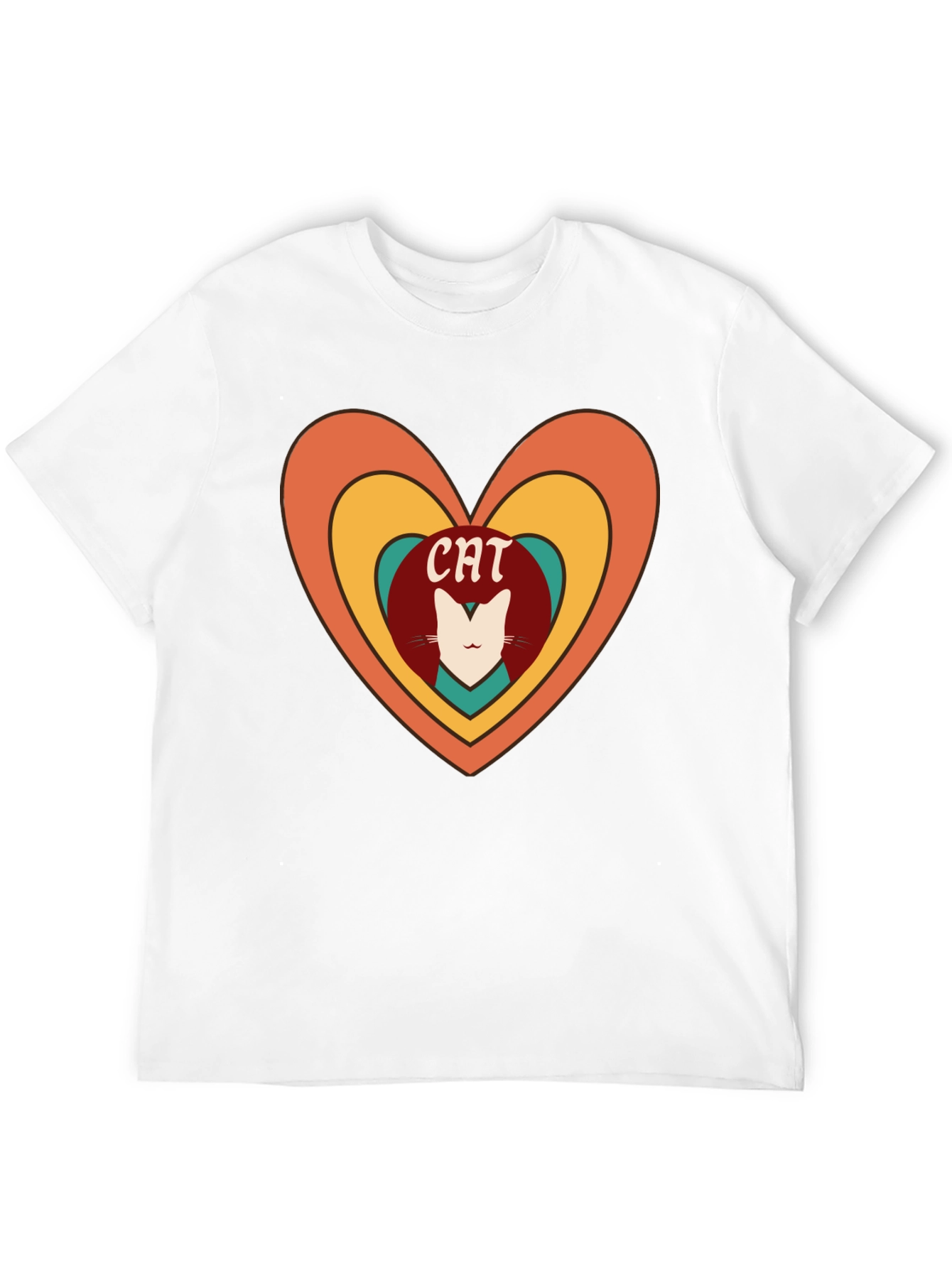 Retro Cat Lover Heart T-Shirt