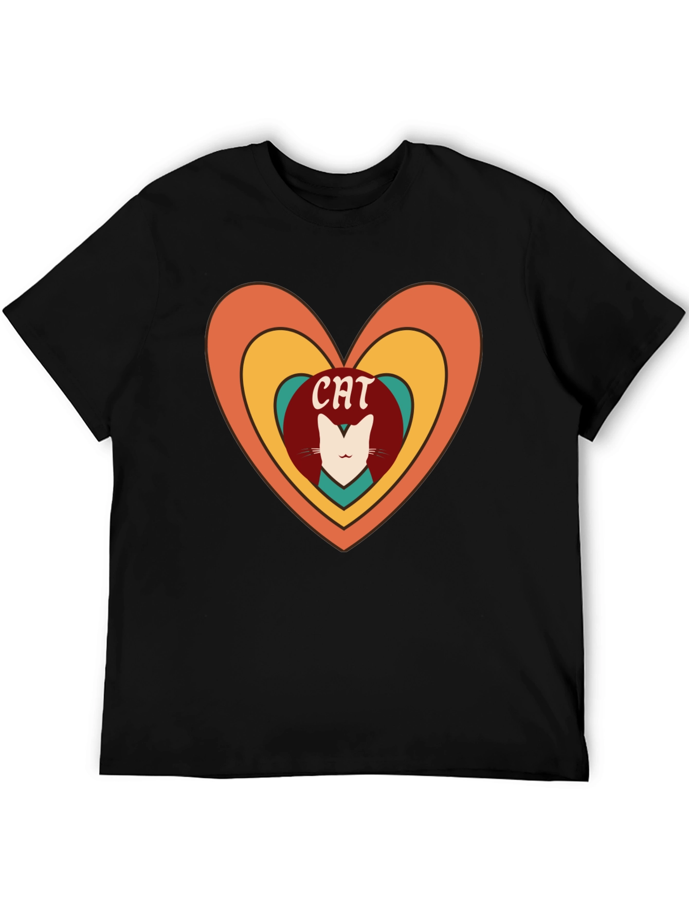 Retro Cat Lover Heart T-Shirt