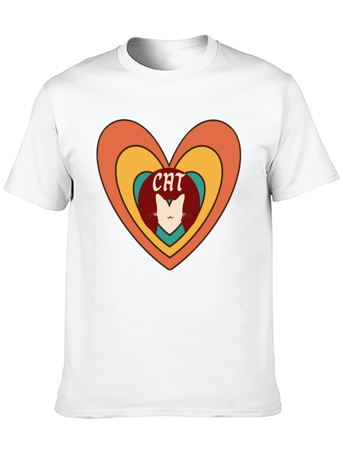 Retro Cat Lover Heart T-Shirt