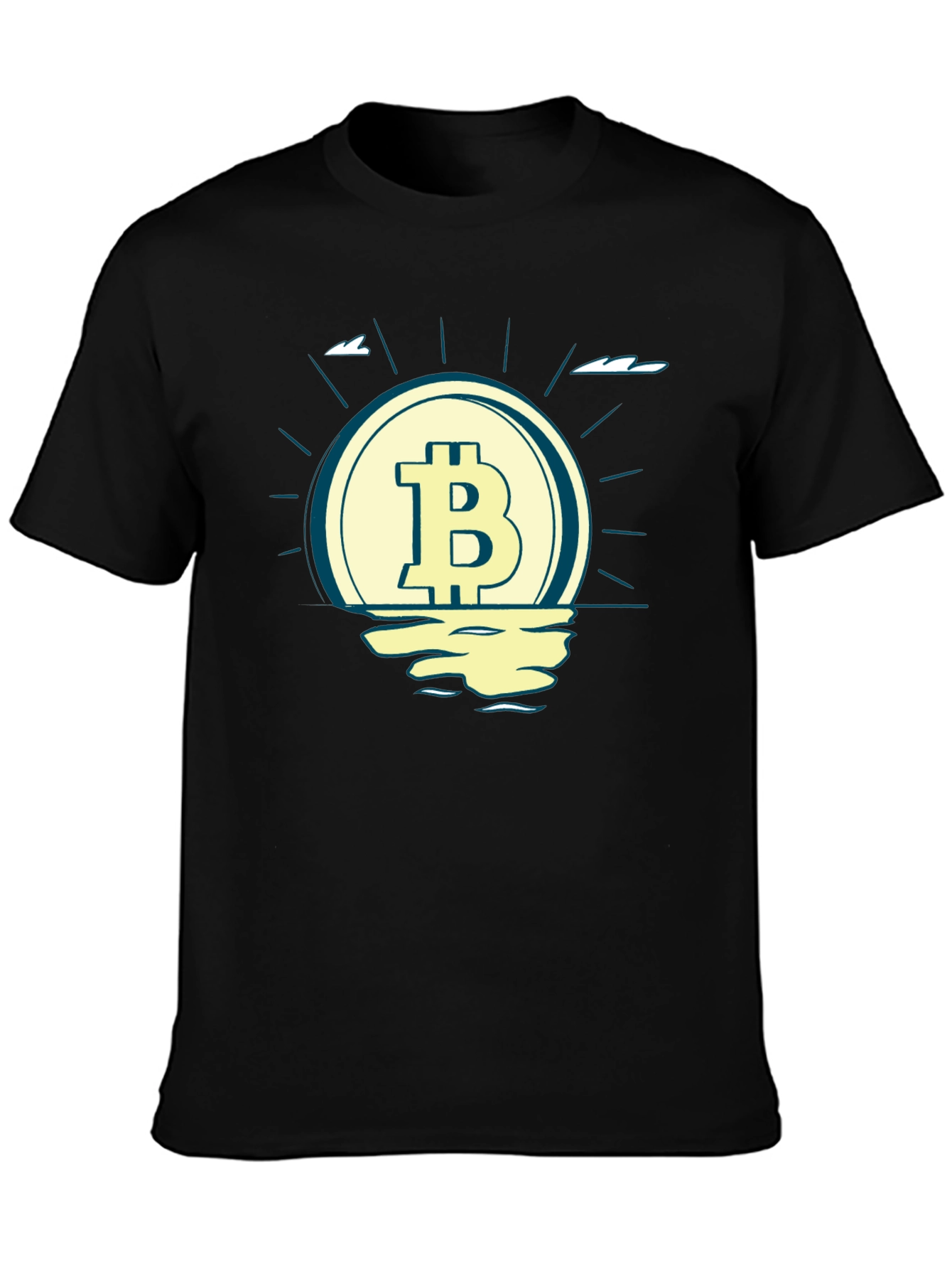 Bitcoin Sunset Graphic Tee - Crypto Lovers Black T-Shirt