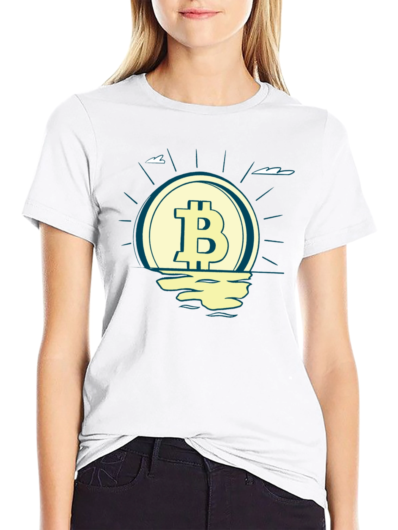 Bitcoin Sunset Graphic Tee - Crypto Lovers Black T-Shirt