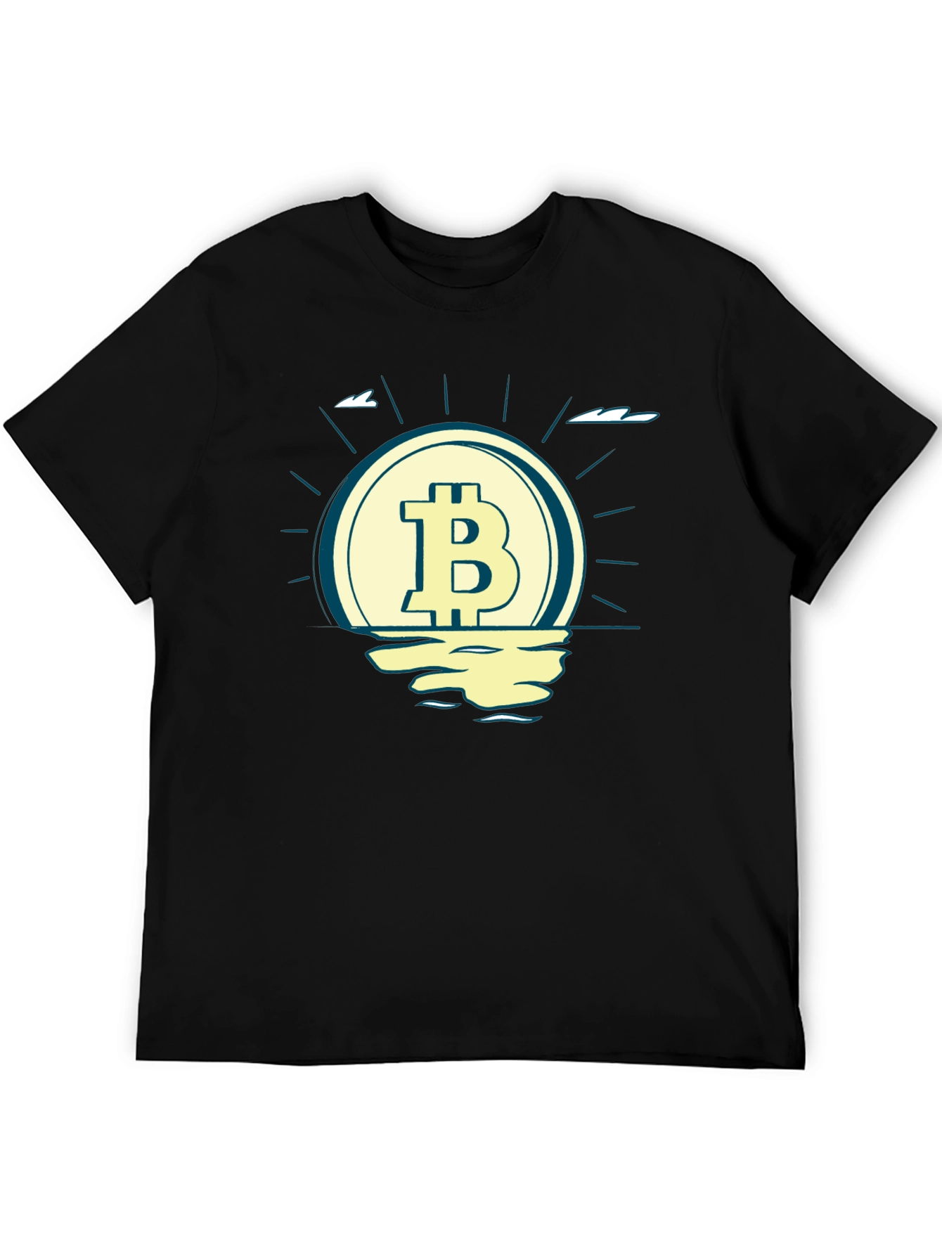 Bitcoin Sunset Graphic Tee - Crypto Lovers Black T-Shirt
