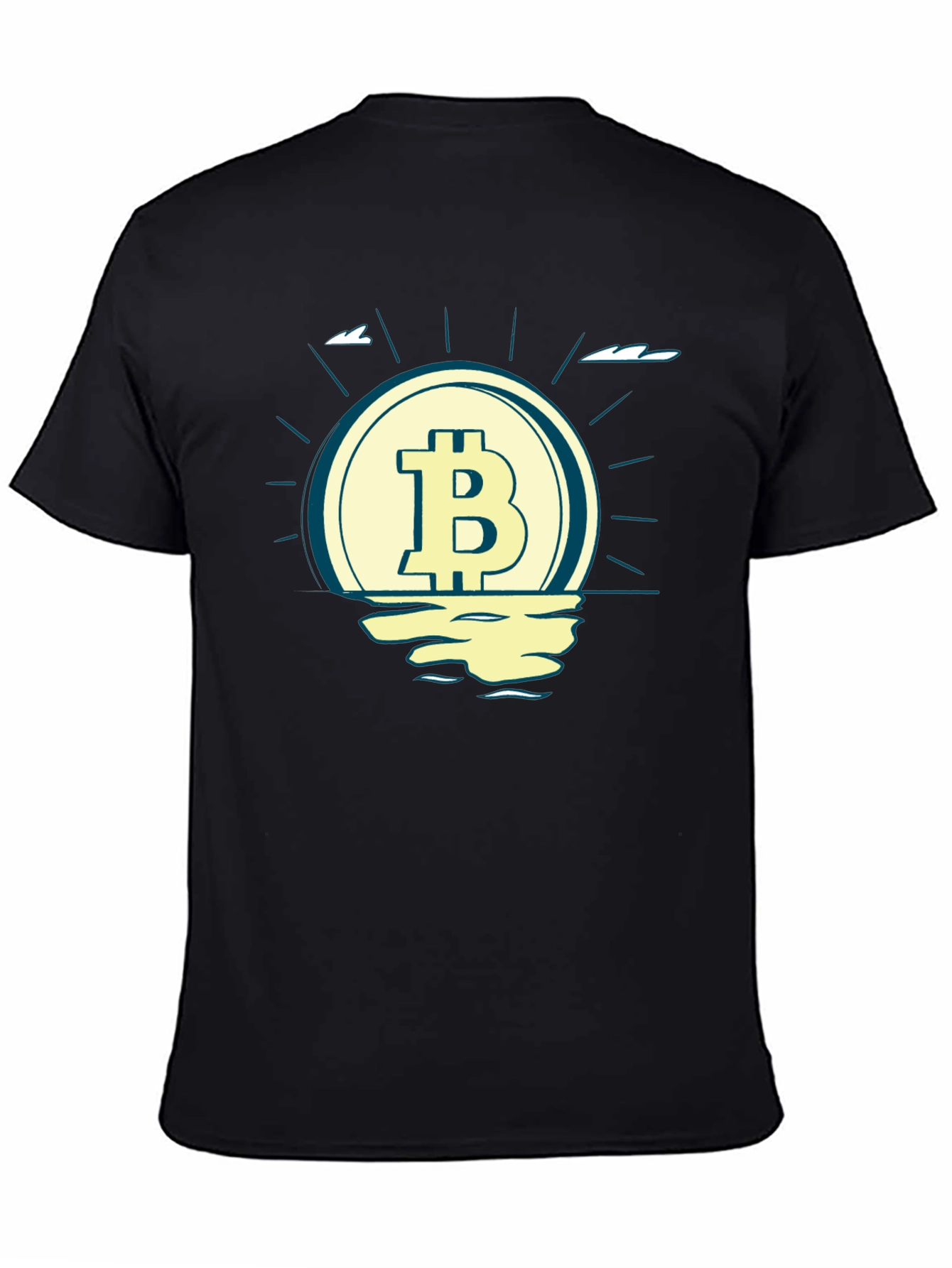 Bitcoin Sunset Graphic Tee - Crypto Lovers Black T-Shirt