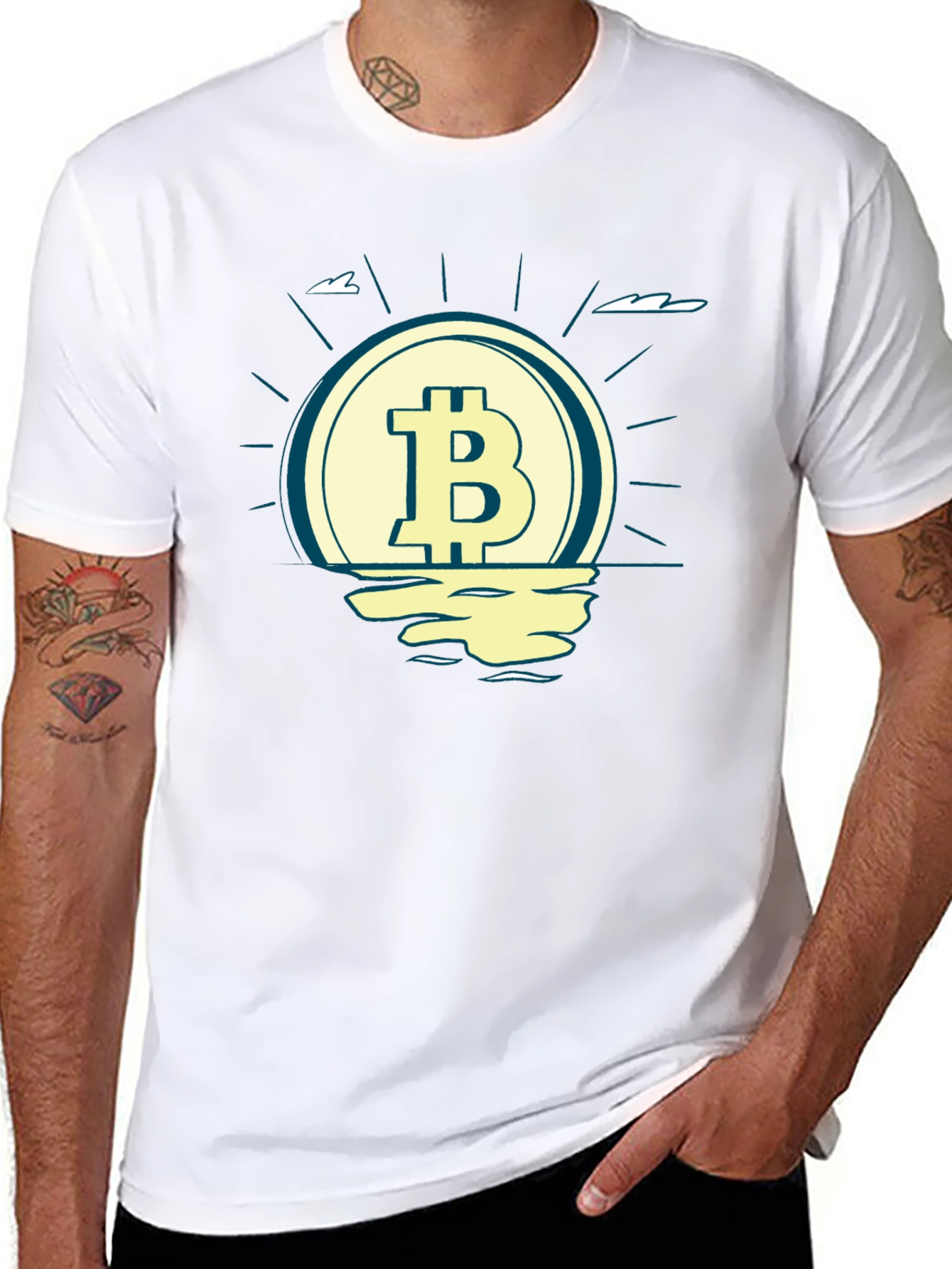 Bitcoin Sunset Graphic Tee - Crypto Lovers Black T-Shirt