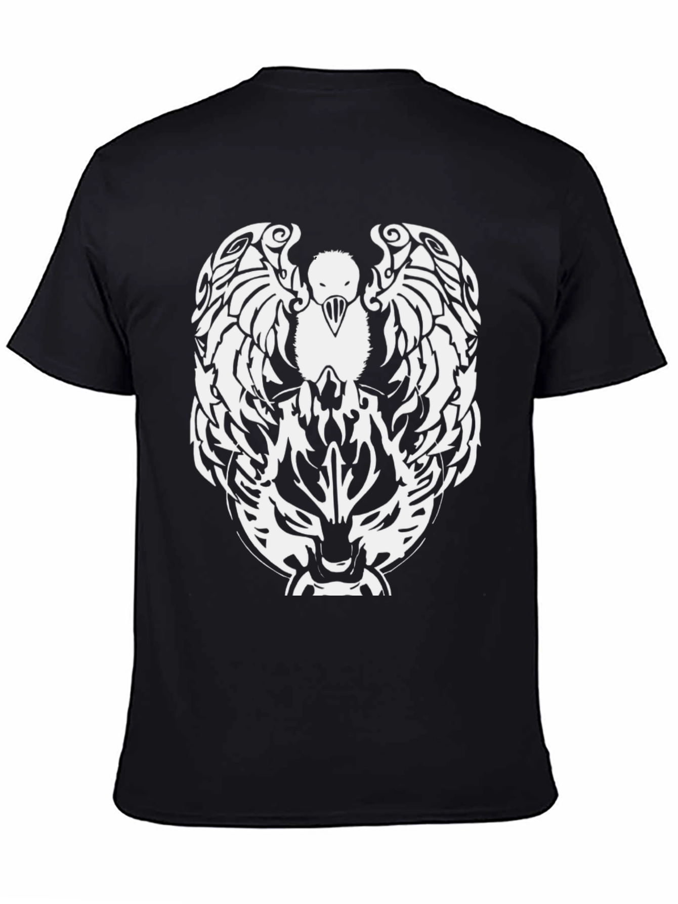 Eagle & Wolf Graphic Tee - Black Cotton T-Shirt