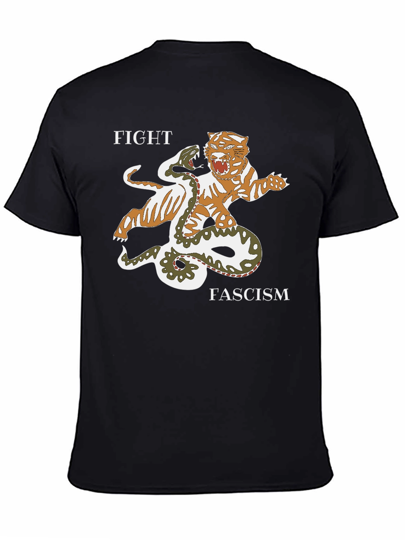 Fight Fascism Tiger vs Snake Graphic T-Shirt