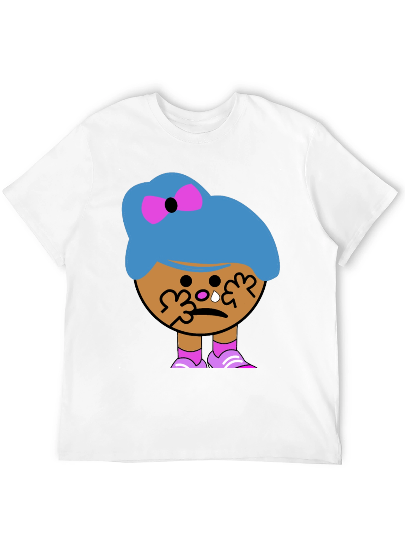 Tearful Cartoon Character Graphic T-Shirt