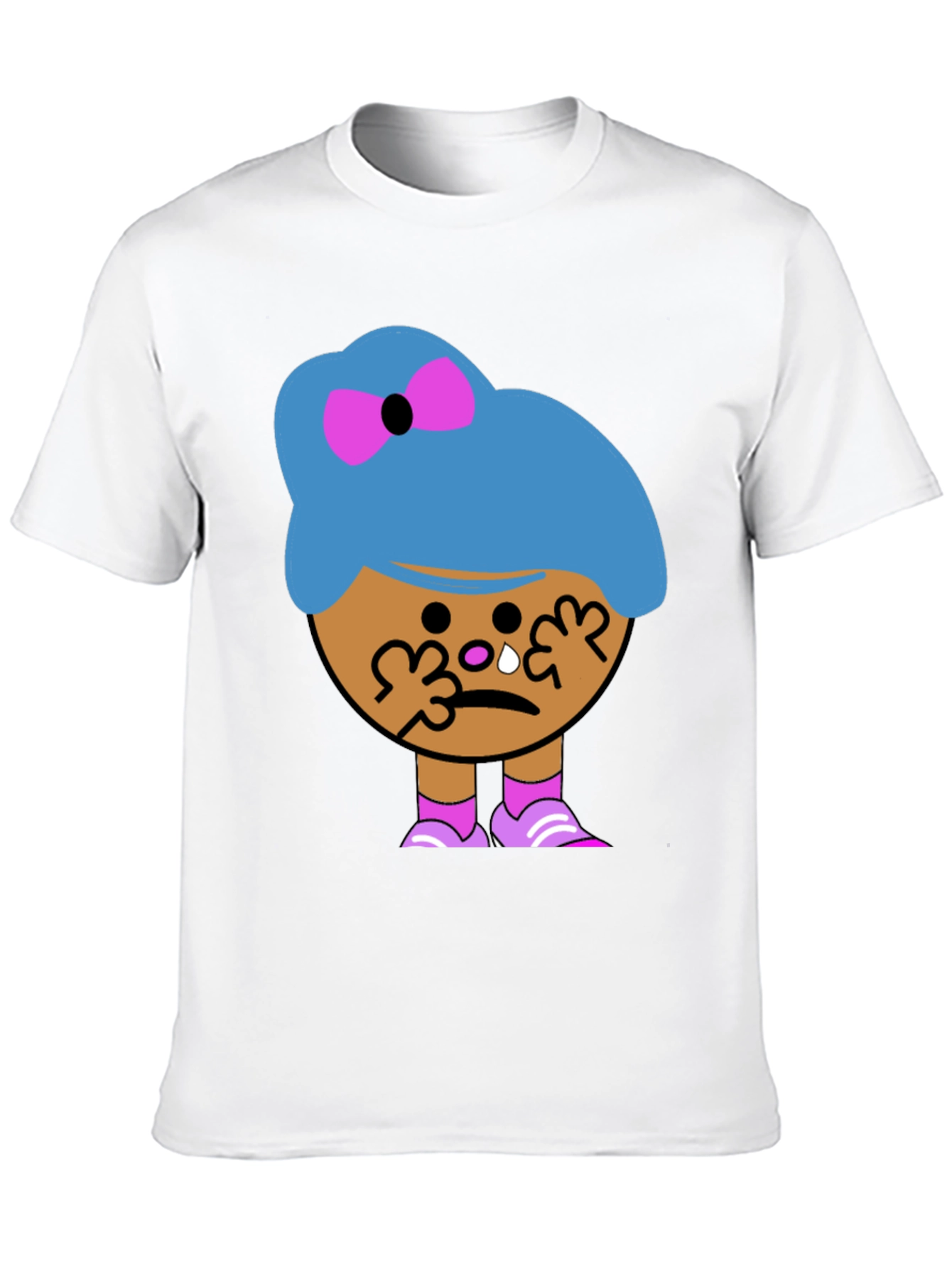 Tearful Cartoon Character Graphic T-Shirt