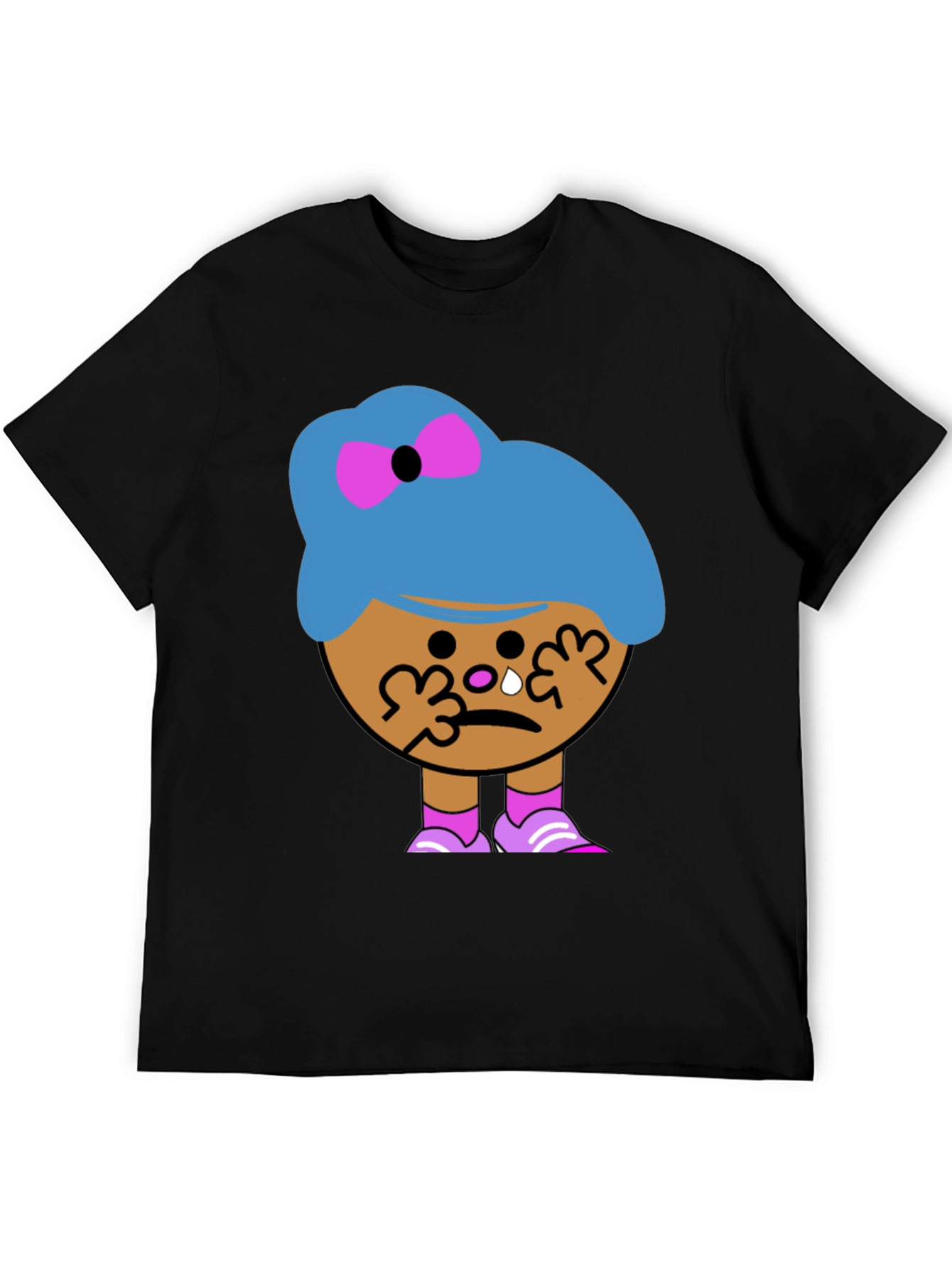 Tearful Cartoon Character Graphic T-Shirt