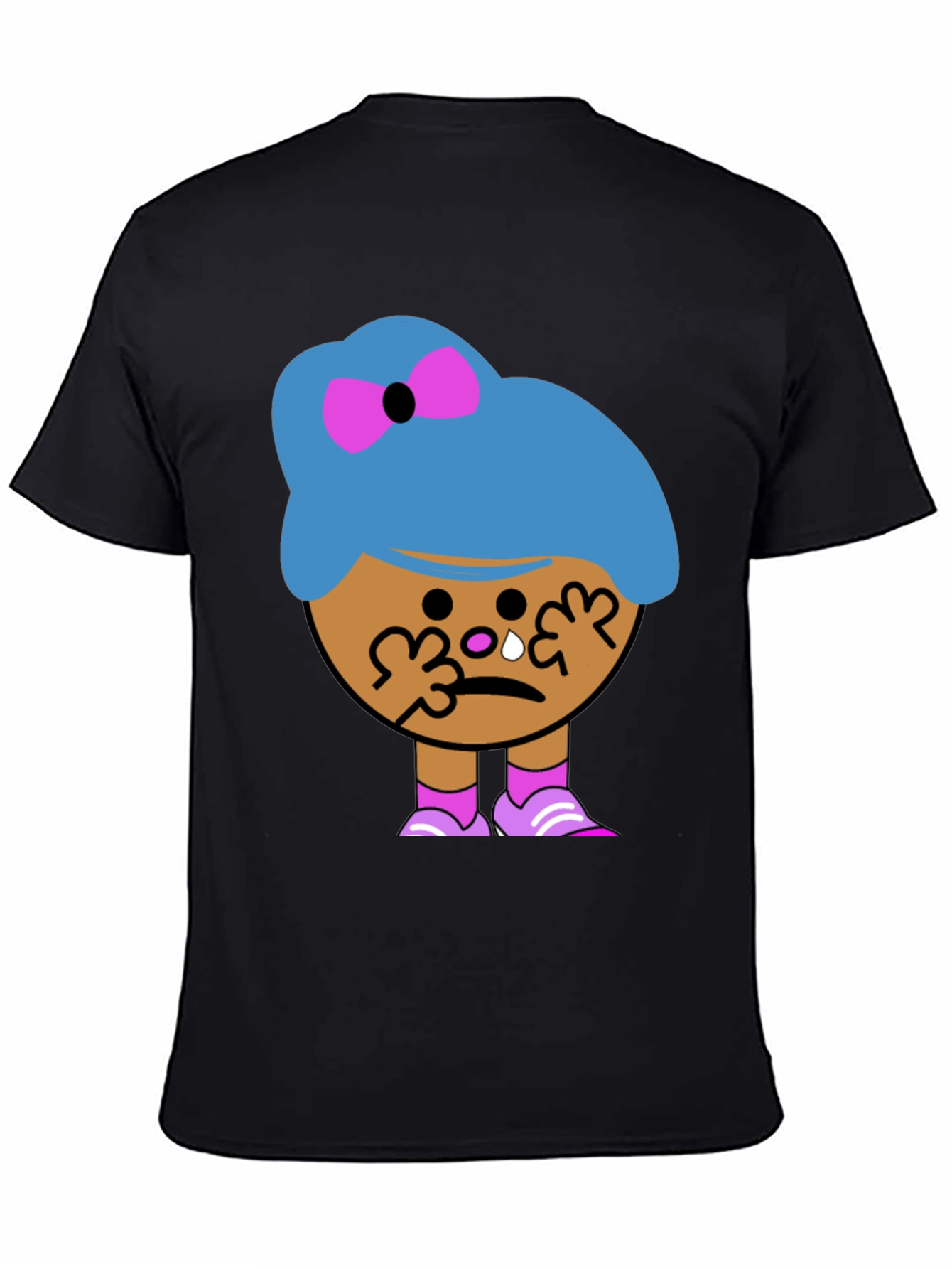 Tearful Cartoon Character Graphic T-Shirt