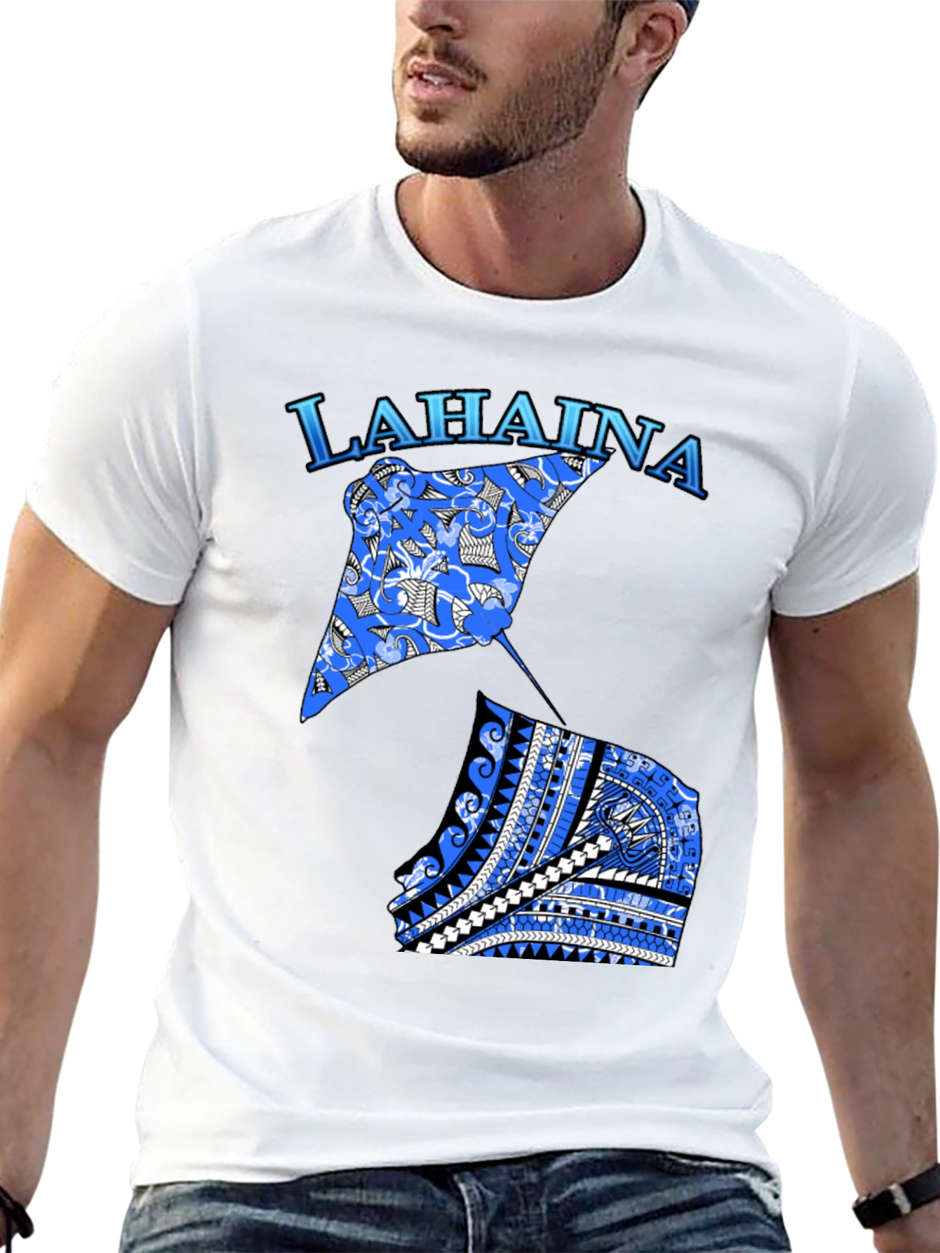 Lahaina Stingray Graphic Tee - Black Cotton Blend