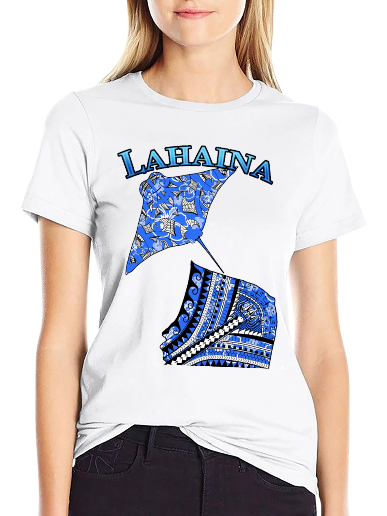 Lahaina Stingray Graphic Tee - Black Cotton Blend