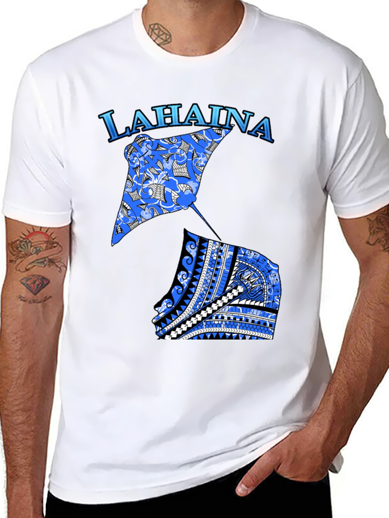 Lahaina Stingray Graphic Tee - Black Cotton Blend