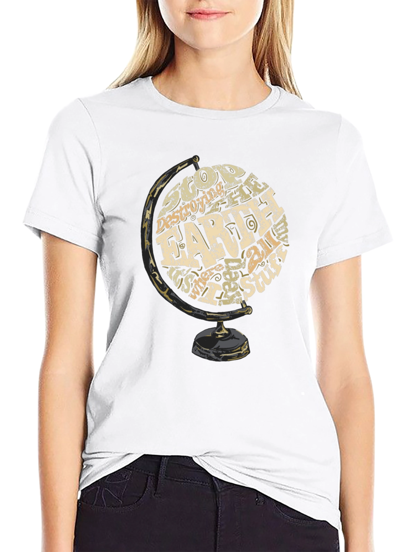 Earth Globe Graphic Print T-Shirt