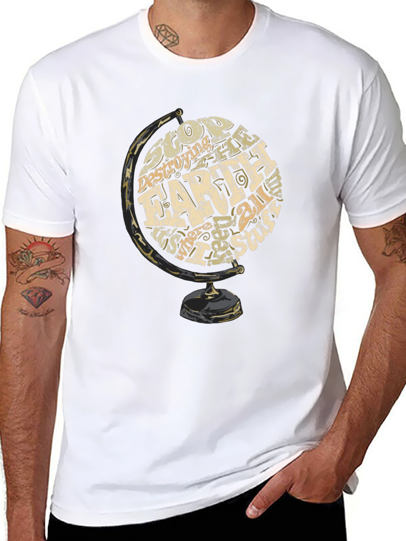 Earth Globe Graphic Print T-Shirt