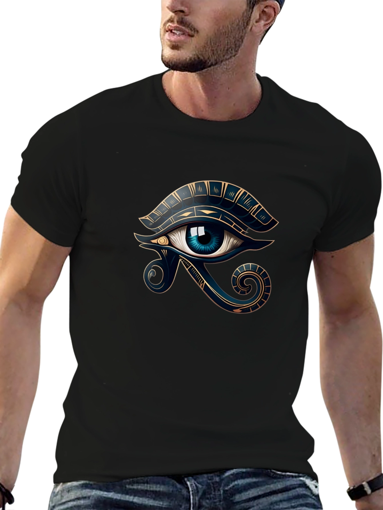 Eye of Horus Black Tee - Egyptian Symbol