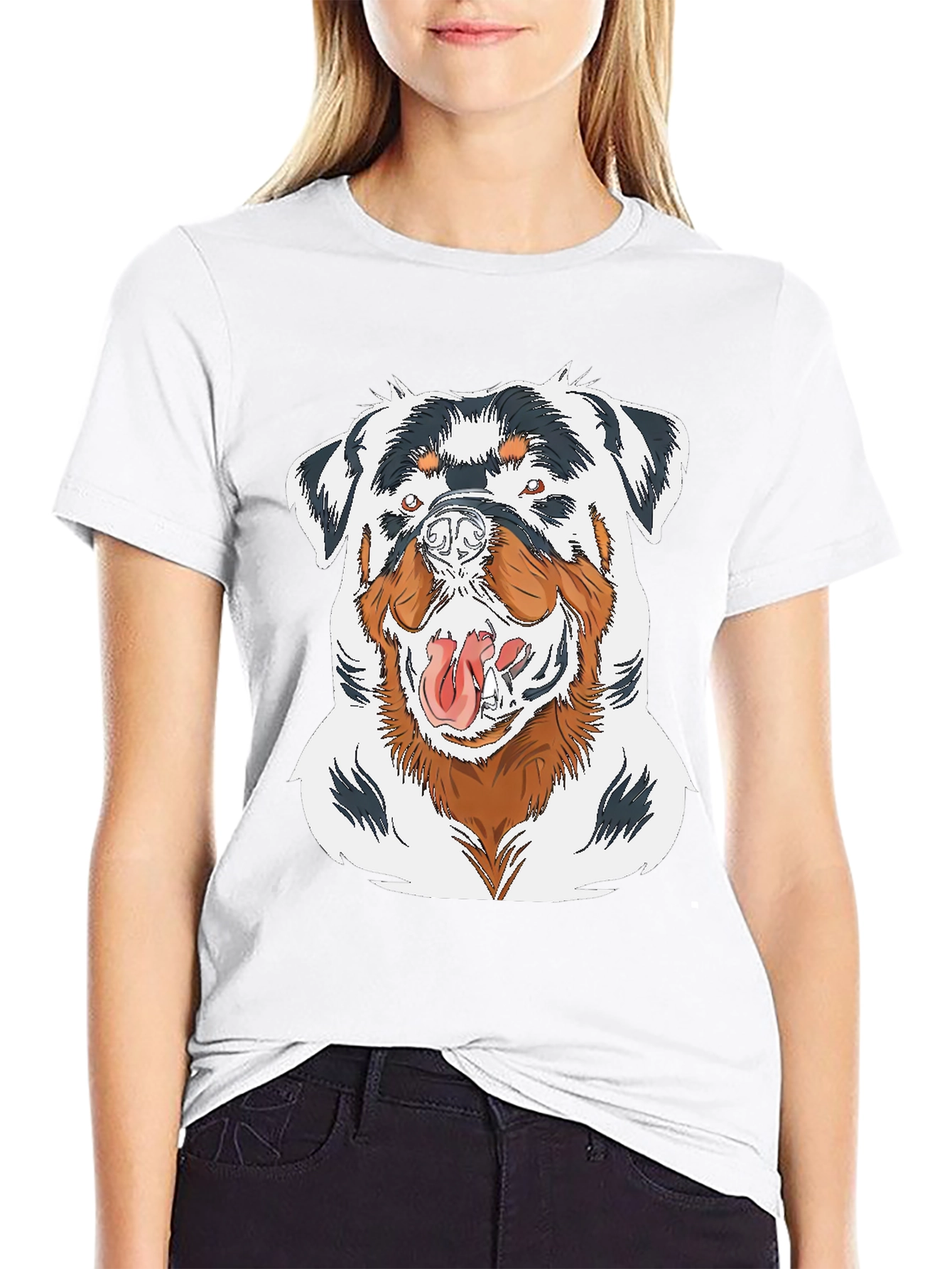 Rottweiler Graphic Print Black T-Shirt